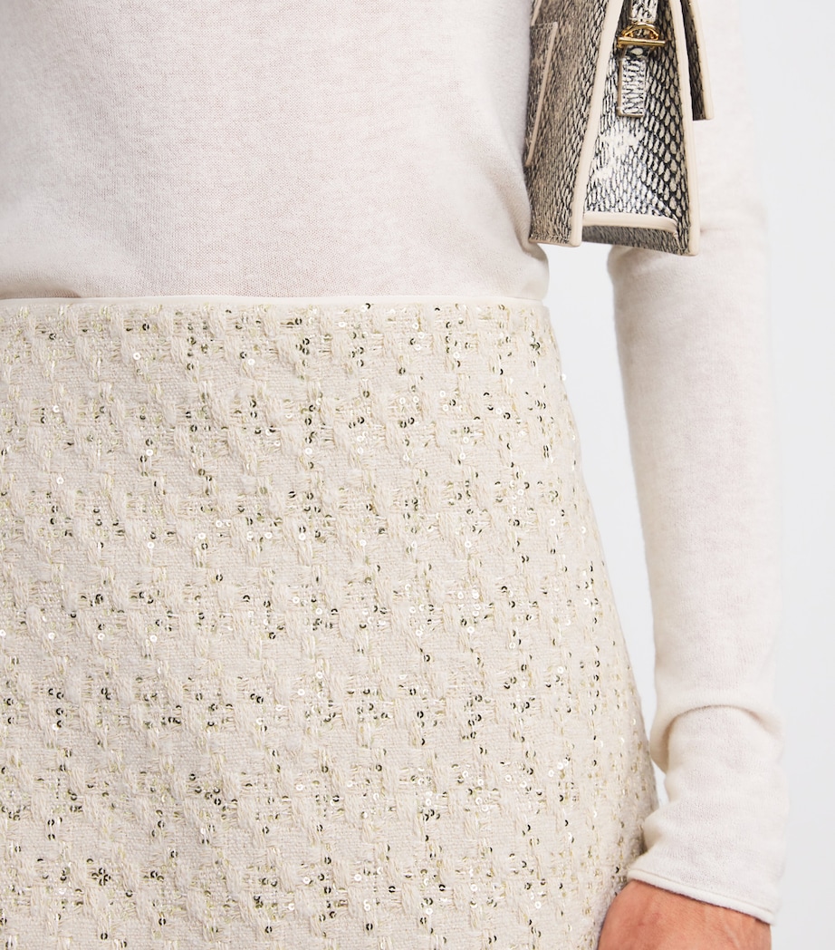 Tweed Embellished Rubi Mini Skirt A301 NATURAL Image 6