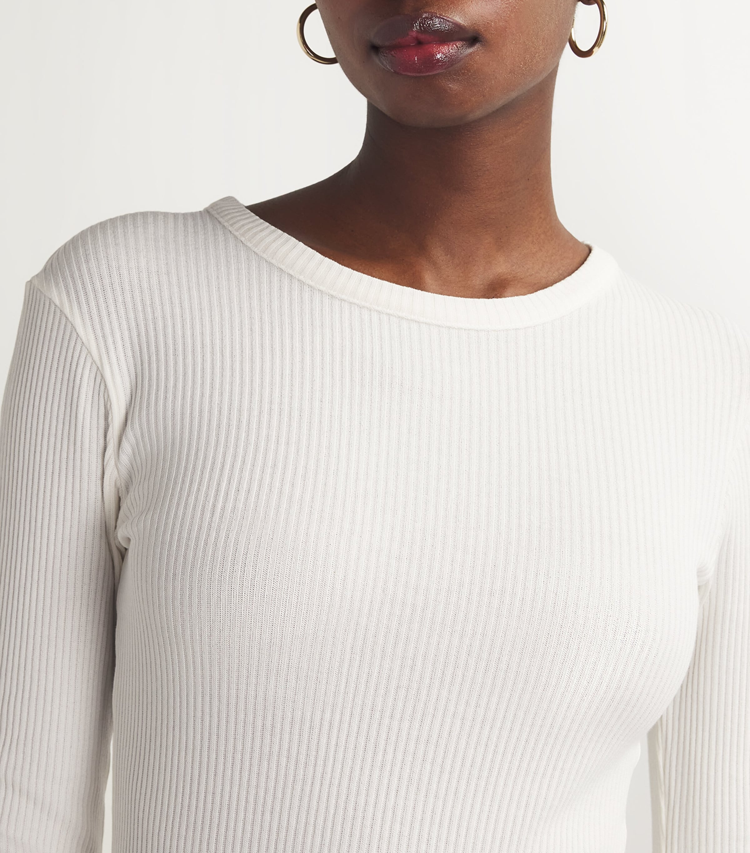 Ribbed Bina Crewneck Top PASHMINA (OFF WHITE) Image 6
