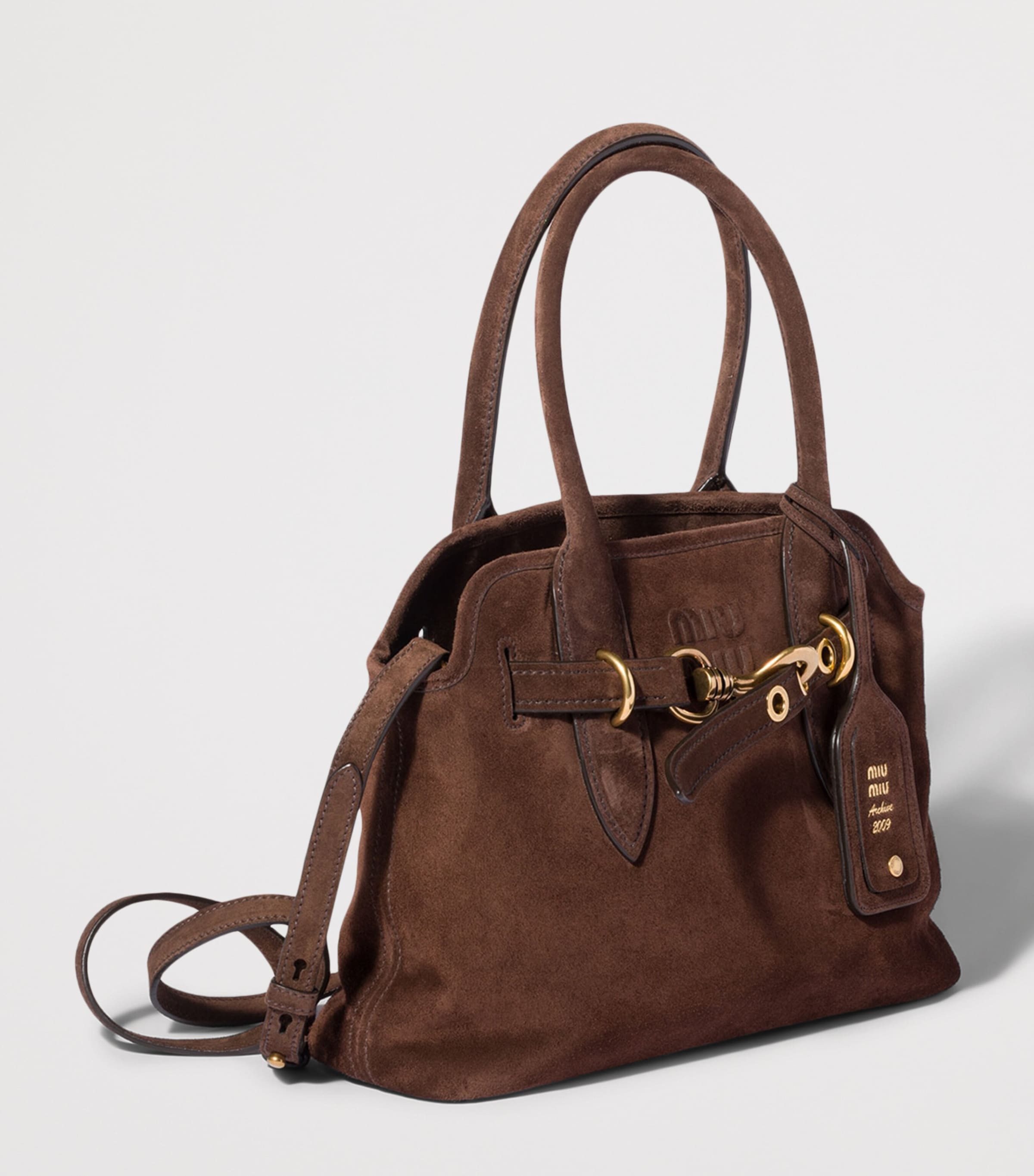 Miu Miu Suede Aventure Top-Handle Bag Brown Image 3