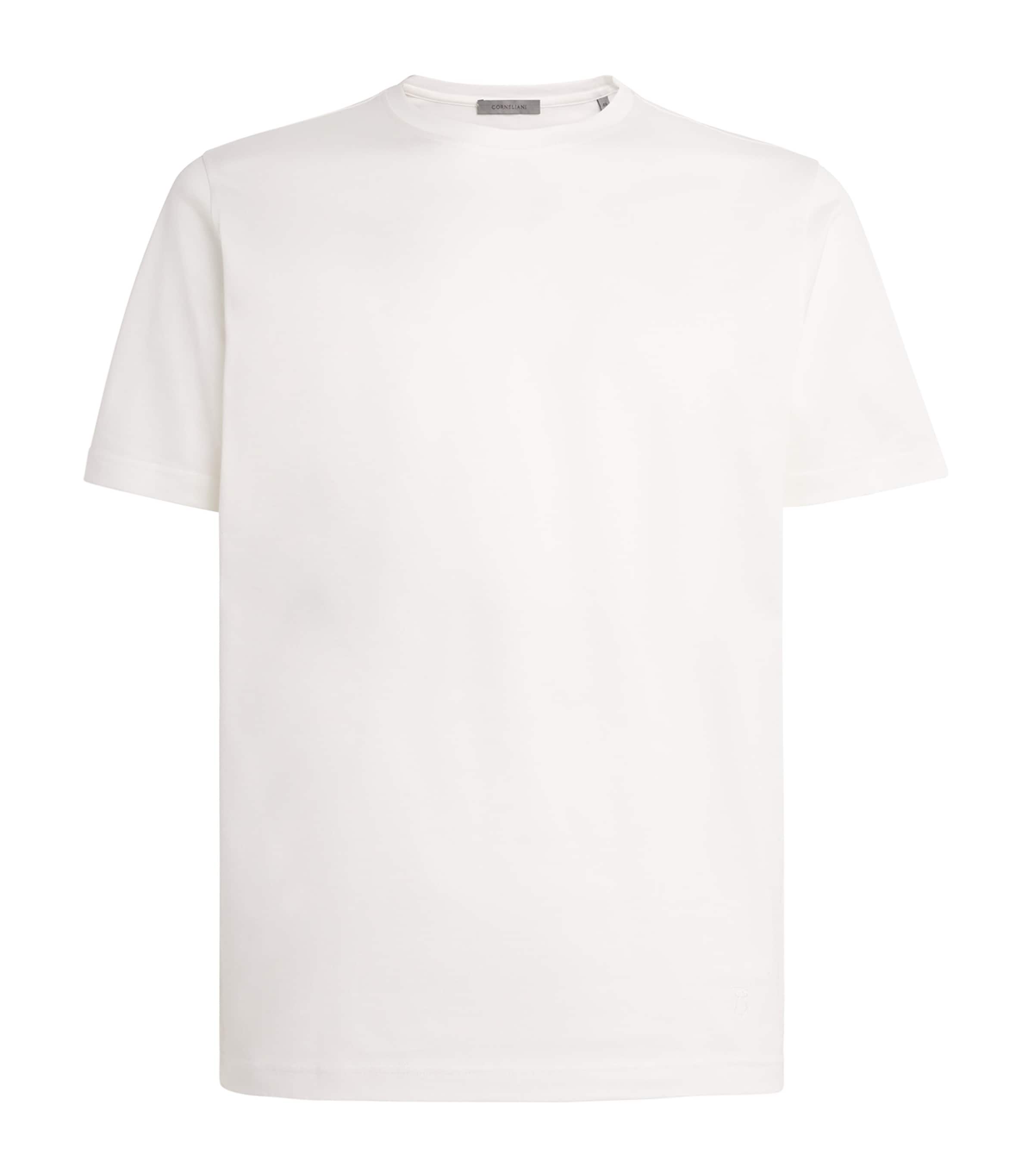 Corneliani Mens Cotton Crew-Neck T-Shirt Optical White Image 1