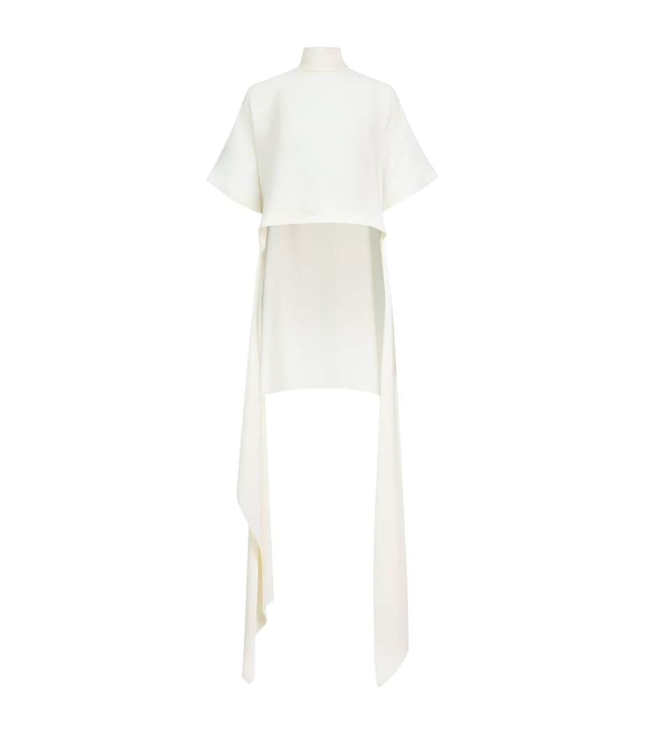 Alaïa Womens High-Low Hem Cady Top Creamy White Image 2