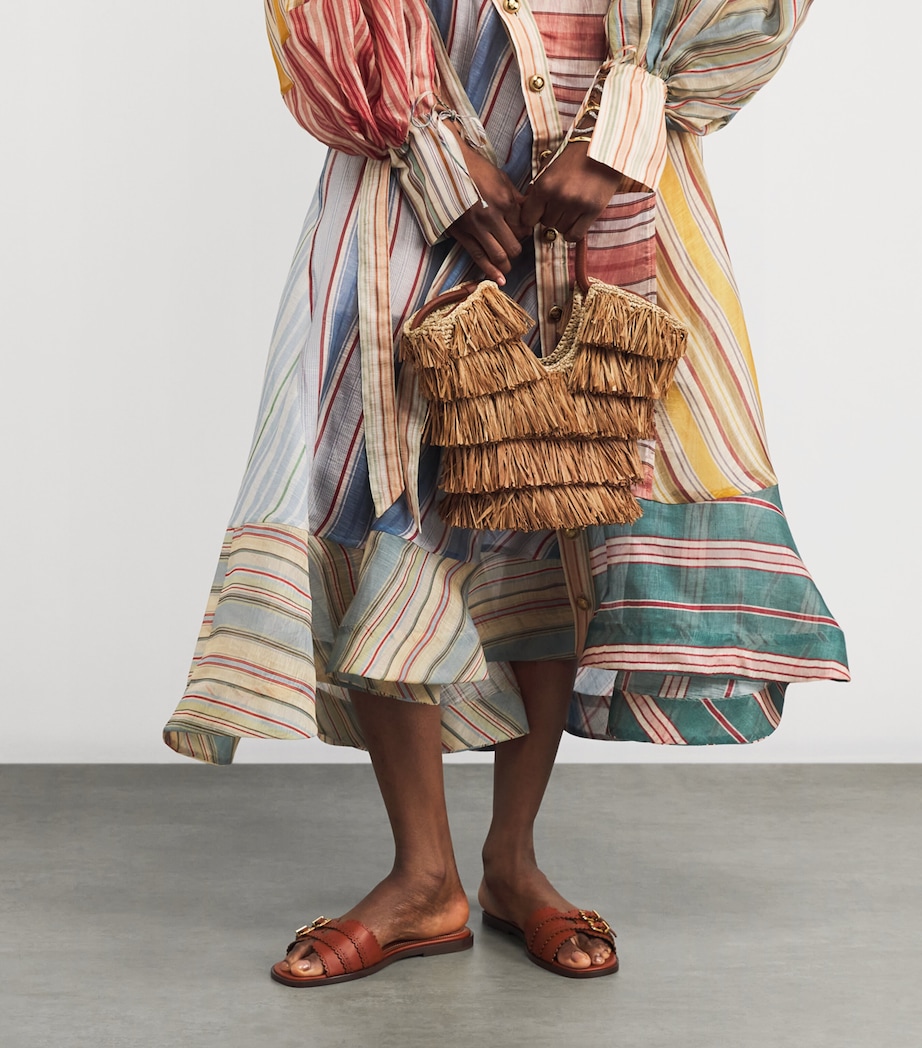 Raffia Fringed Goldentime Tote Bag TAN FRNGE STRIPETFST Image 5