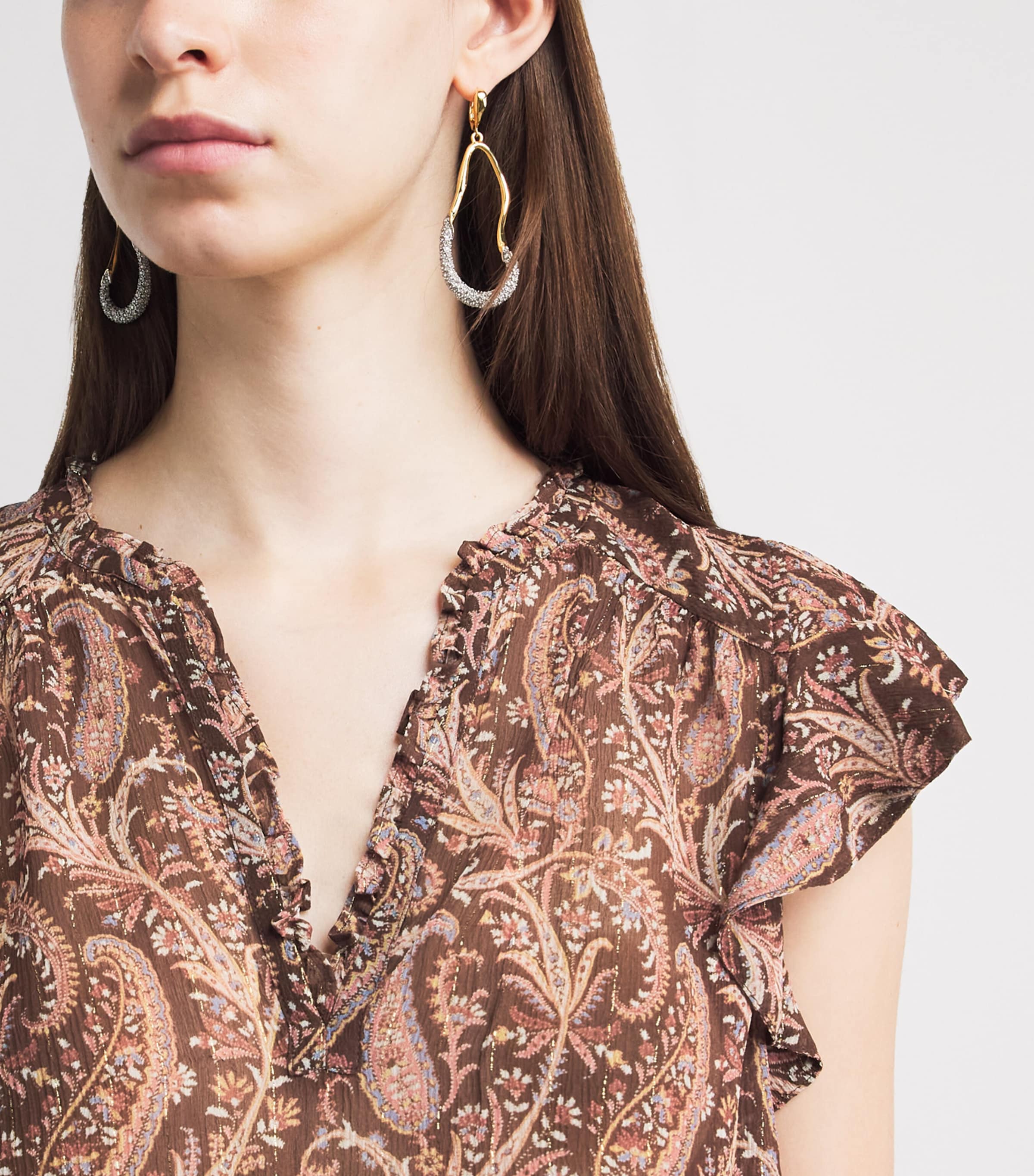 PAIGE Womens Silk Cornelia Blouse Oak Multi Image 3