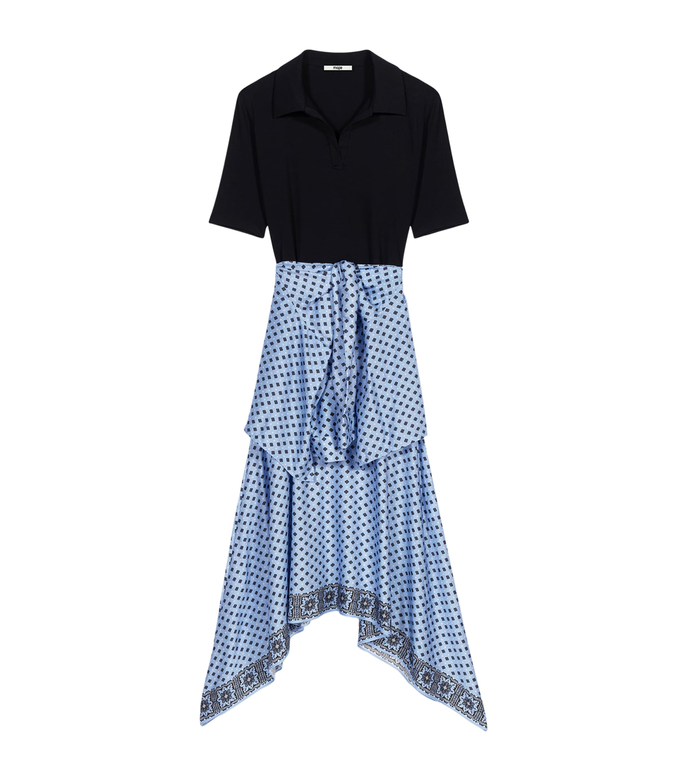 Maje Womens Printed Midi Shirt Dress Light Blue Image 1
