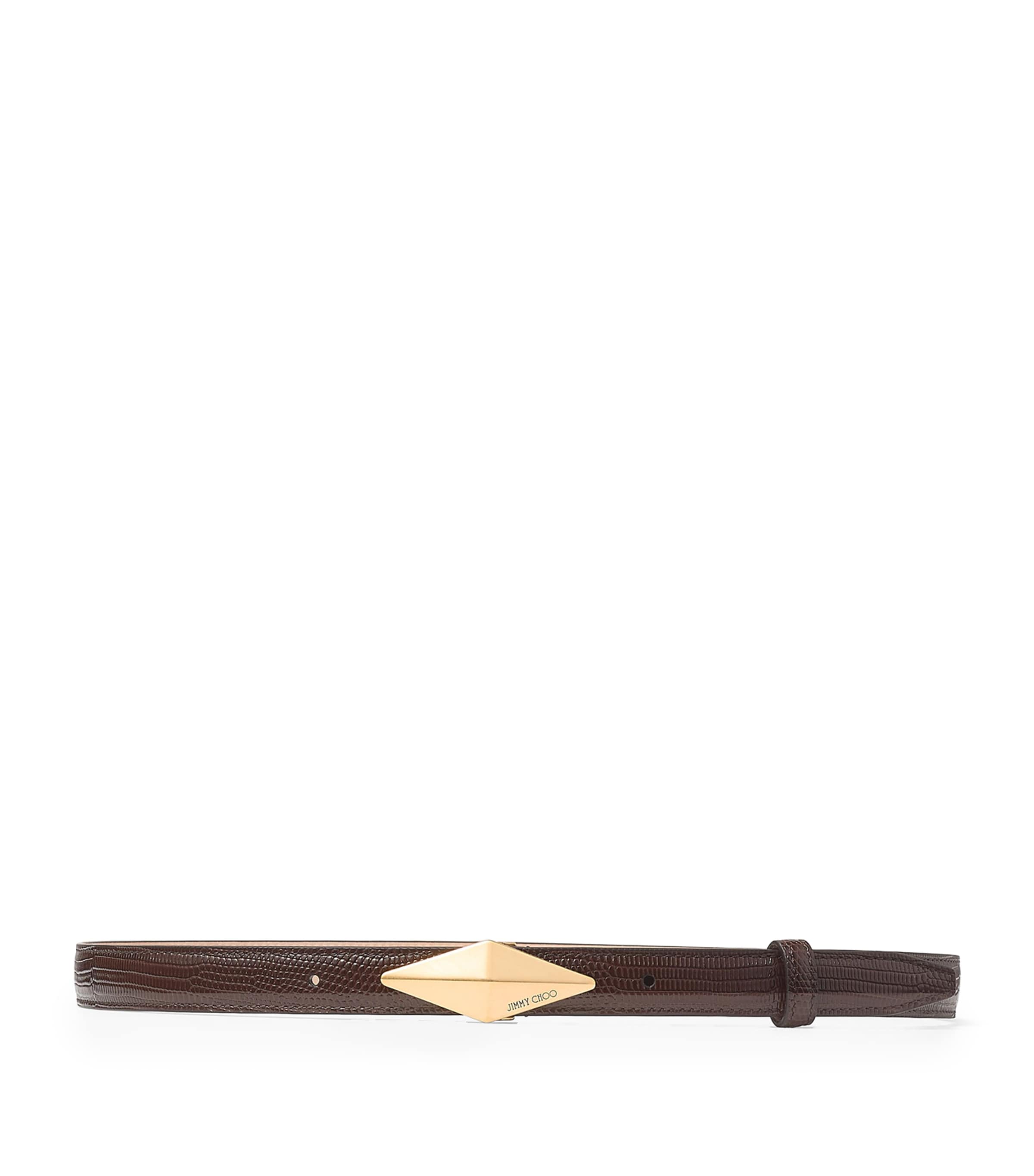Jimmy Choo Leather Diamond Clasp Belt In Brown