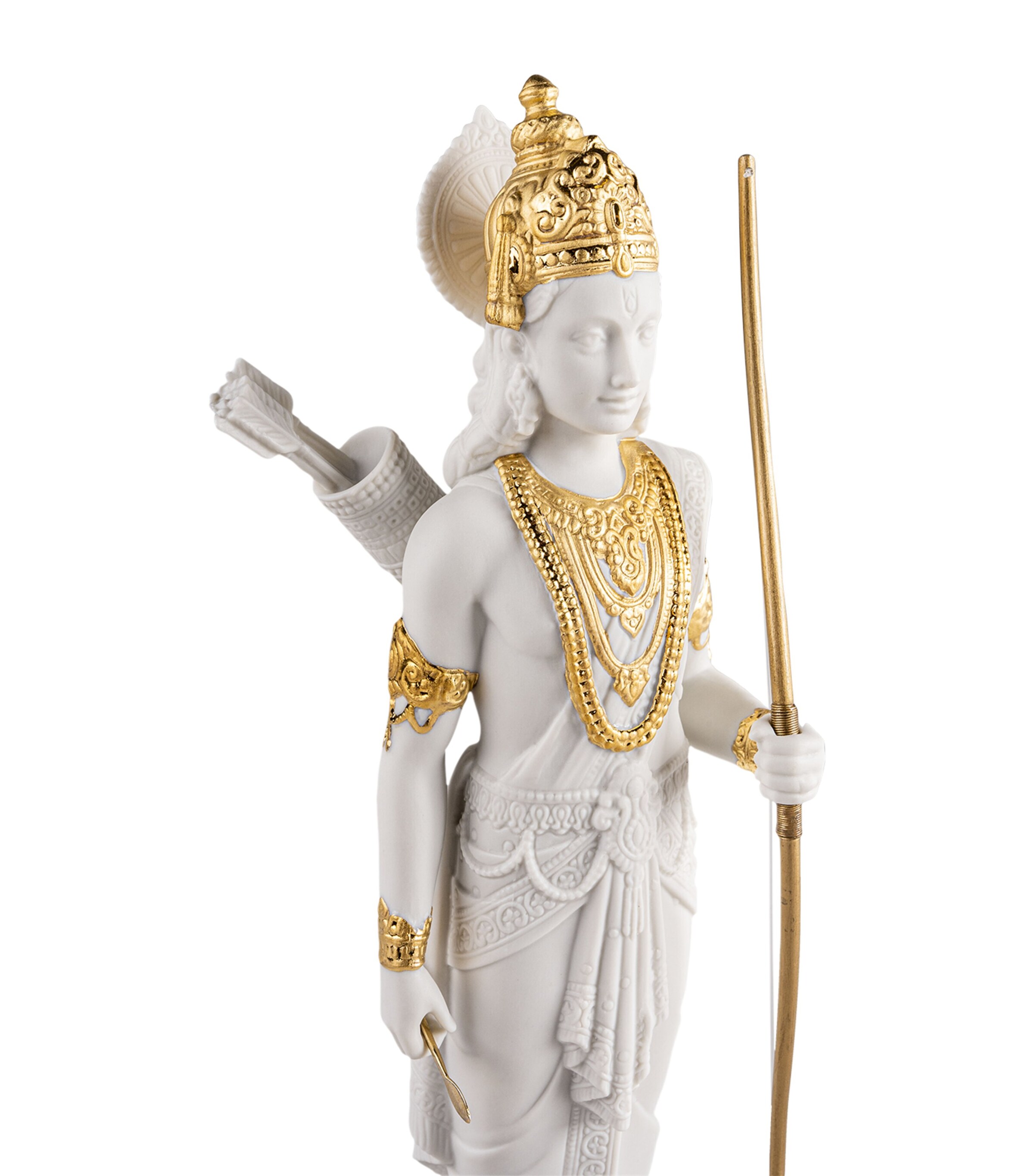 Lladró Porcelain Lakshman Sculpture White & Gold Image 3