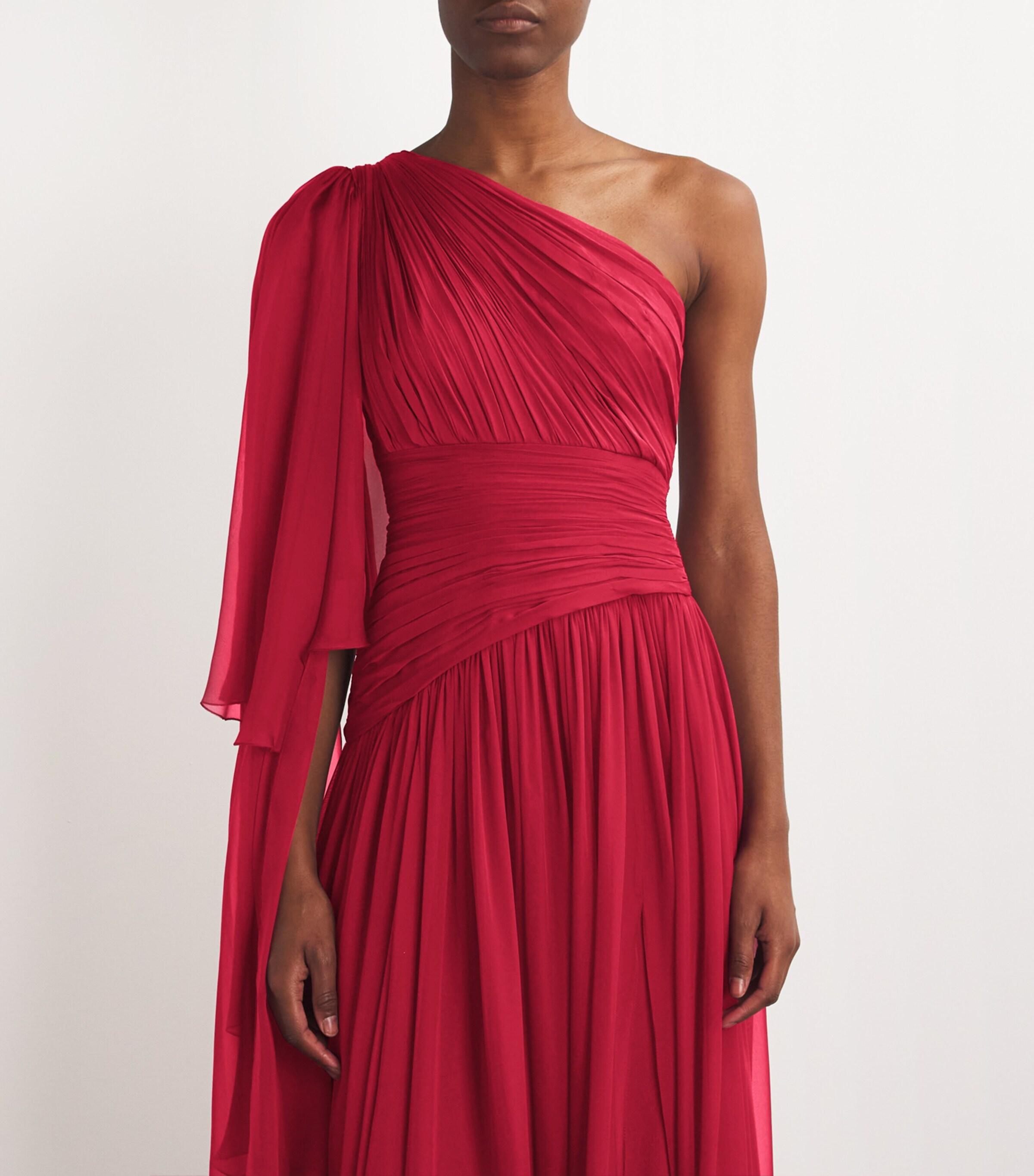 Zuhair Murad Womens Silk Cape Maxi Dress Rio Red Image 4