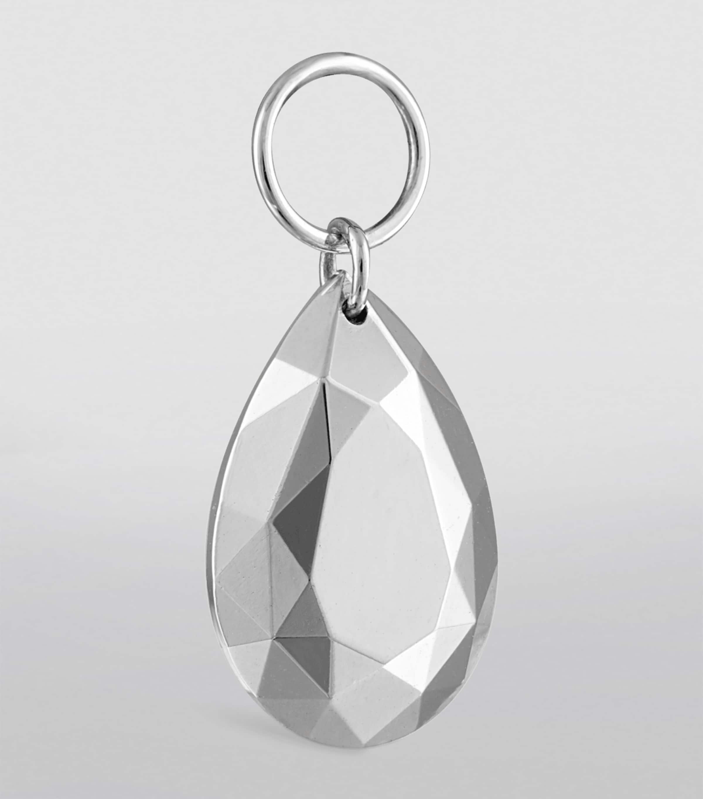 Faceted Pear Single Charm (9mm) WHITE GOLD Image 4