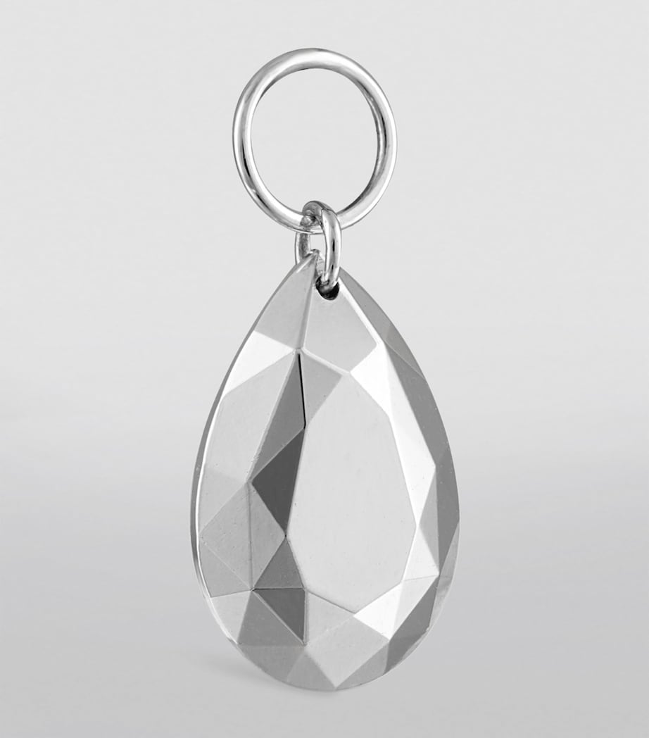 Faceted Pear Single Charm (9mm) WHITE GOLD Image 4