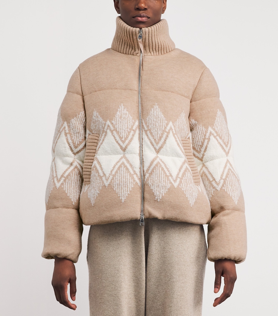 Brushed Fair Isle Belinda Puffer Jacket LIGHT TAUPE Image 3