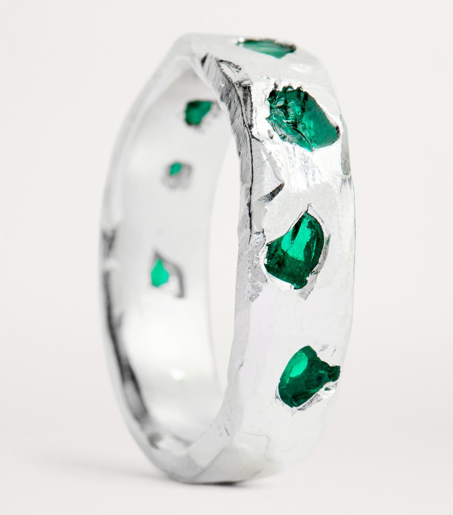 Sterling Silver and Emerald Ring GREEN Image 4