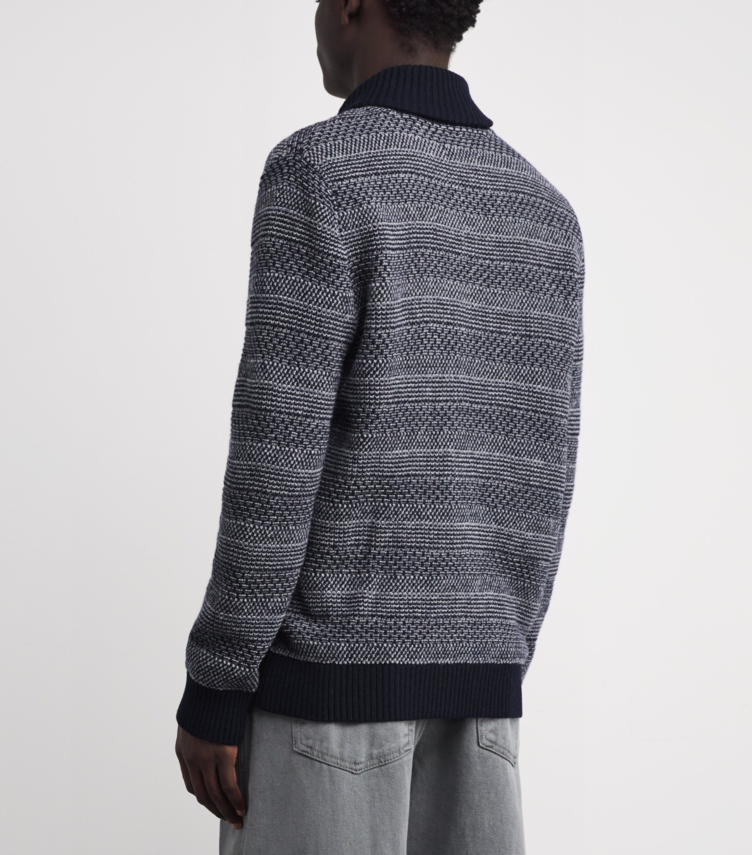 Barbour Mens Wool Helmsley Cardigan Navy Image 4