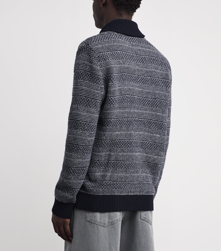 Barbour Mens Wool Helmsley Cardigan Navy Image 4