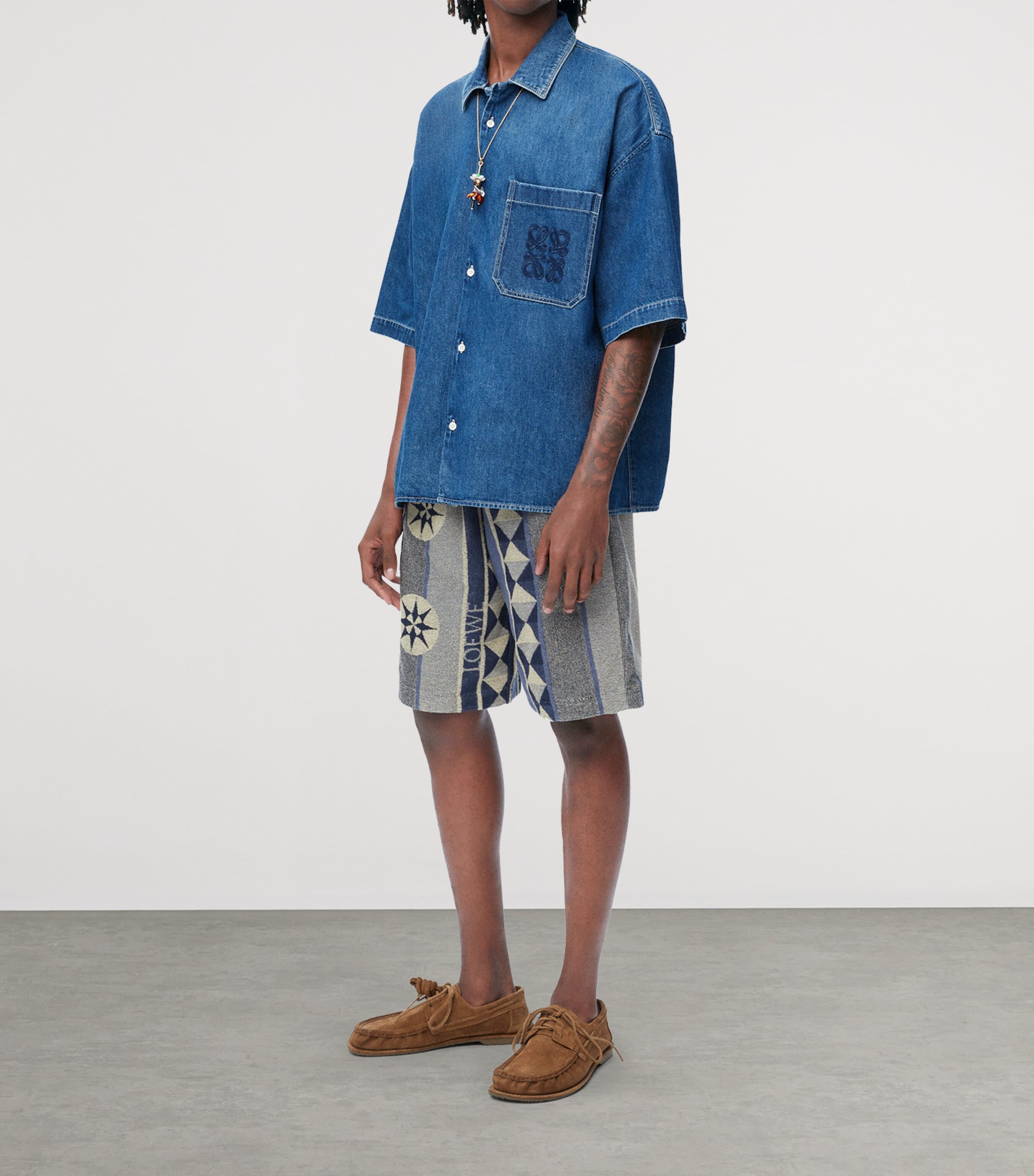 【LOEWE】Paula'sIbizaCotton-Blendキュロット◇アナグラム刺繍 LOEWE + Paula's Ibiza printed cotton and silk-blend shirt