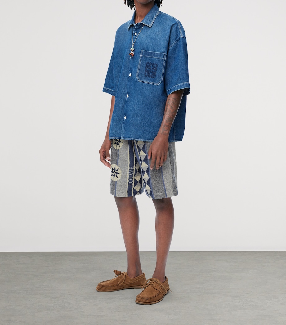 LOEWE Mens x Paula's Ibiza Denim Short Sleeve Shirt Light Blue Image 2