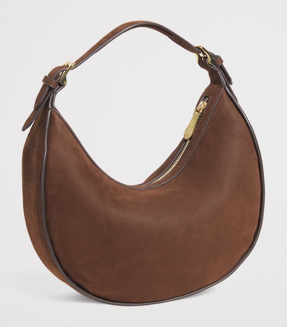 Harrods Small Suede Crescent Shoulder Bag Tan Image 3