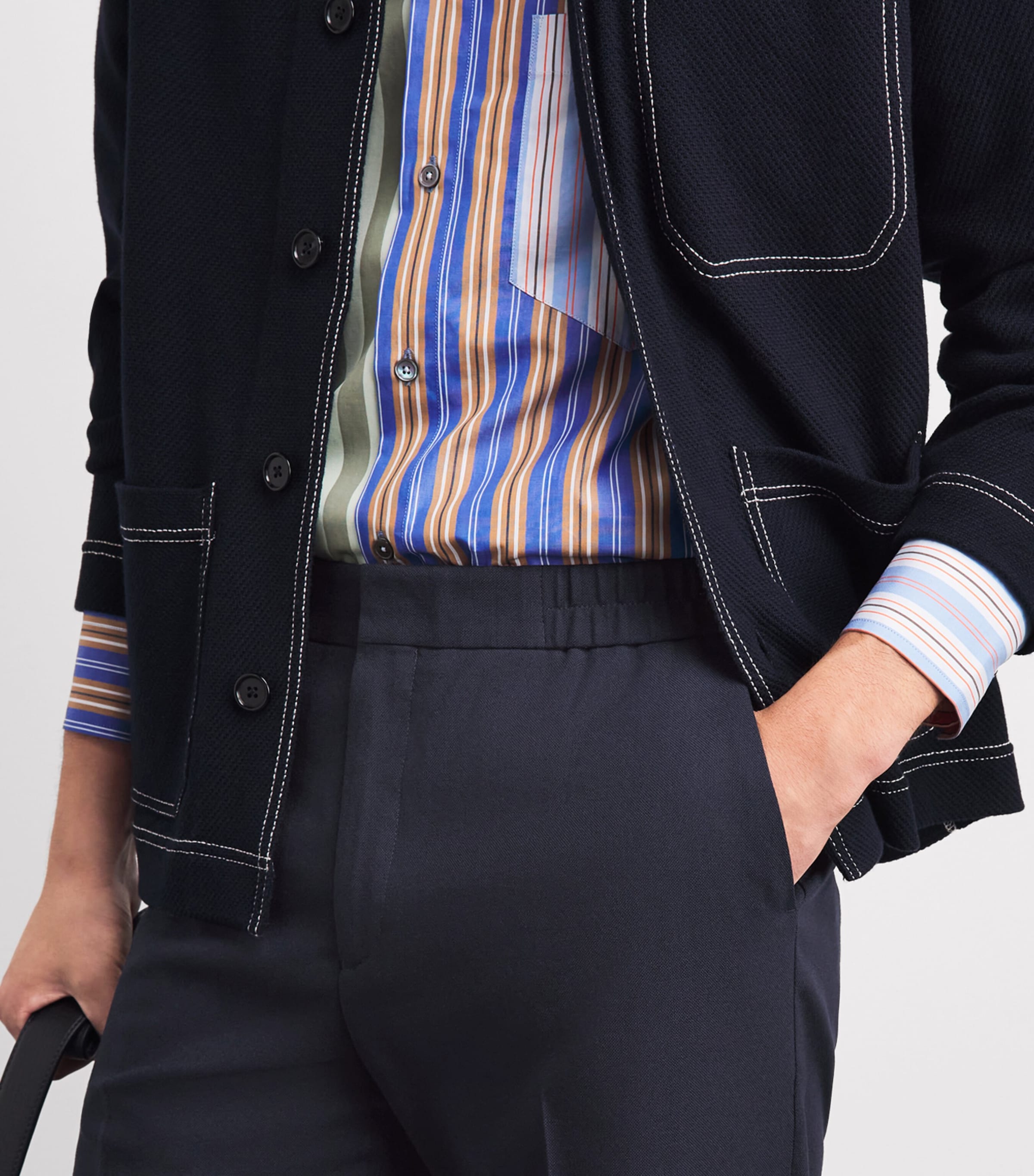 Paul Smith Mens Wool Hopsack Trousers Dark Navy Image 3