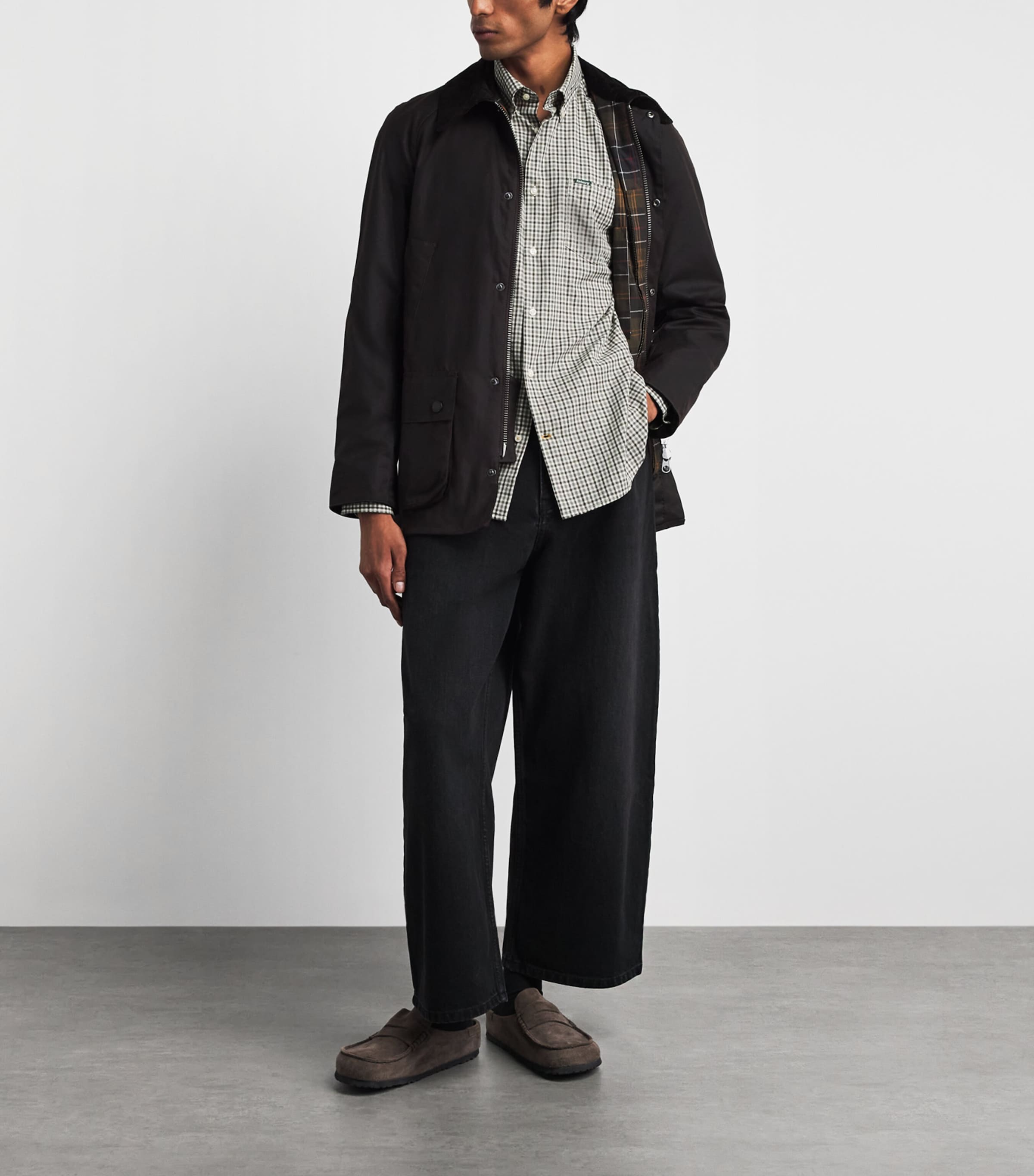 Barbour Mens Gingham Padshaw Shirt Olive Image 2