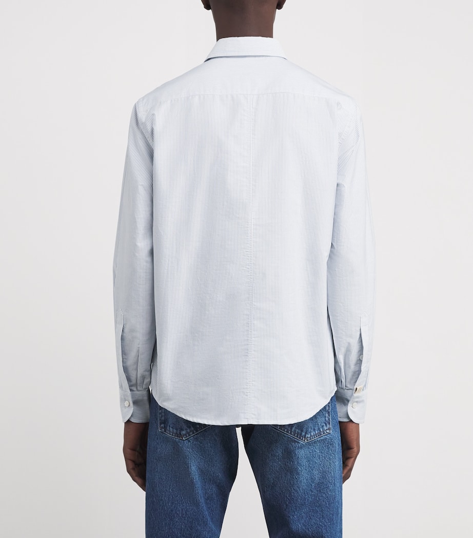 Cotton Stripe Monogram Shirt 0671R BLUE RIGA Image 4