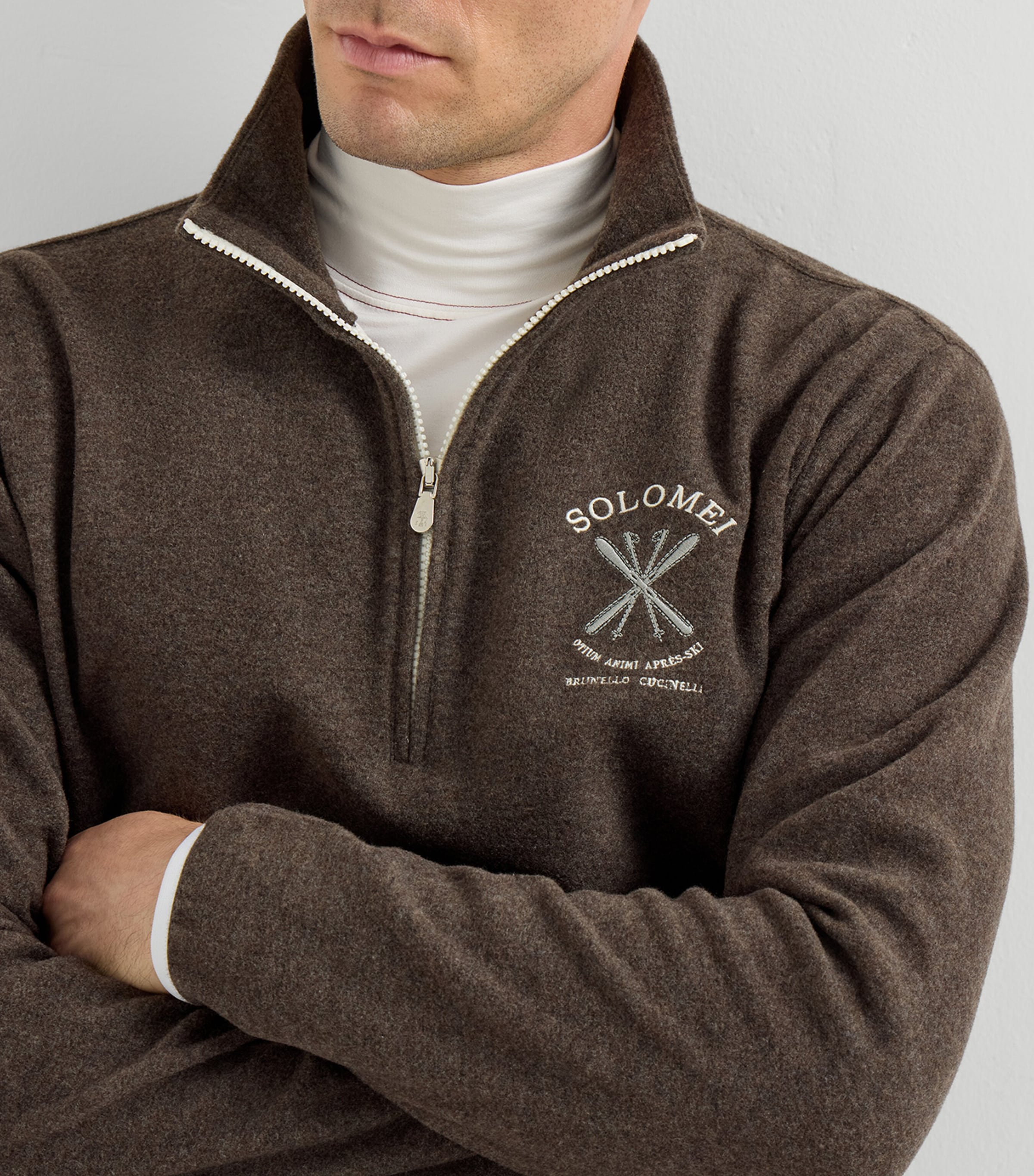 Brunello Cucinelli Mens Cashmere-Blend Quarter-Zip Sweatshirt Image 6