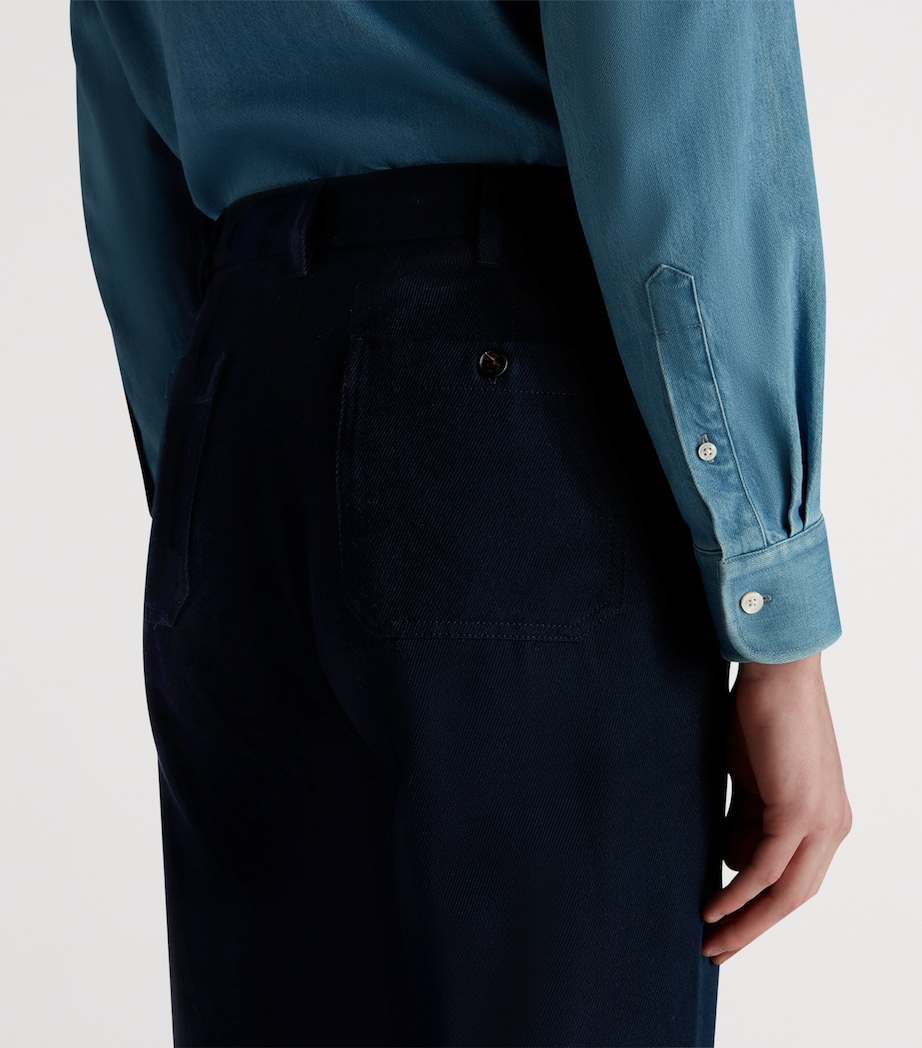 Cotton-Wool Drill Tapered Chinos 416HOUSE NAVY Image 5