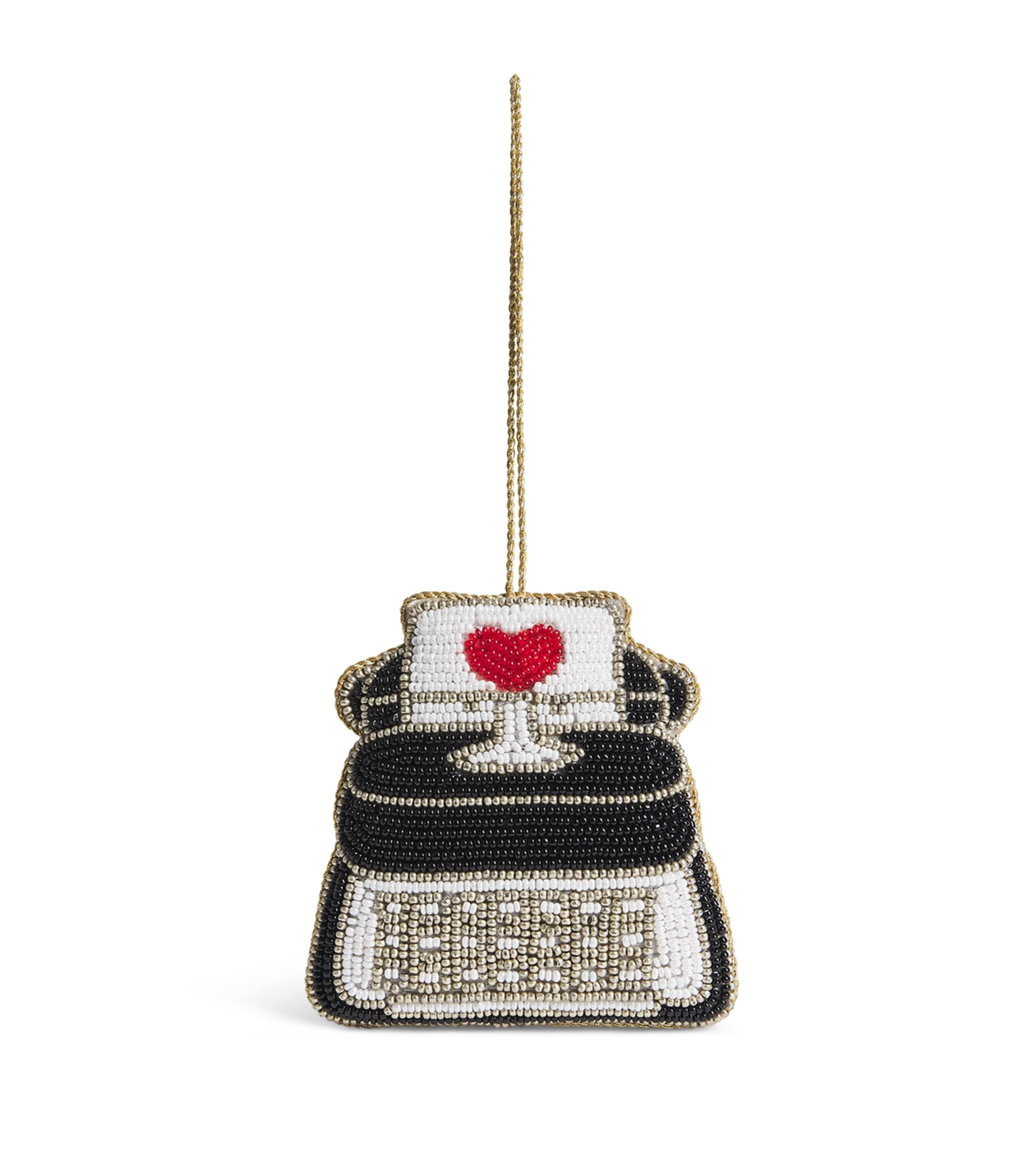 Harrods Beaded Typewriter Tree Decoration Black/white Image 1