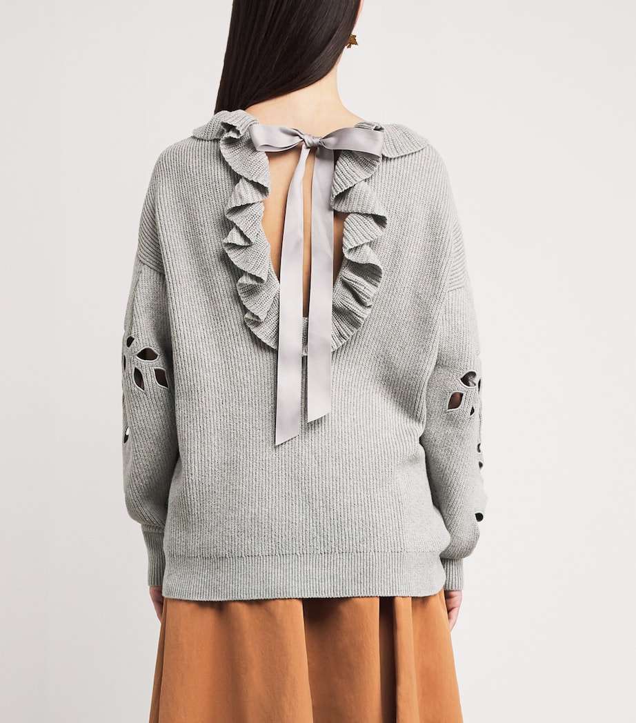 Cotton-Blend Cut-Out Francia Sweater GREY MELANGE Image 4