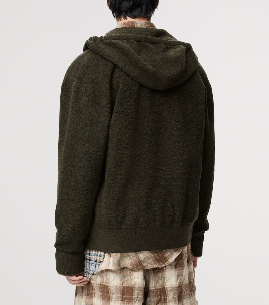 Wool-Blend Terry Anagram Hoodie KHAKI GREEN Image 4