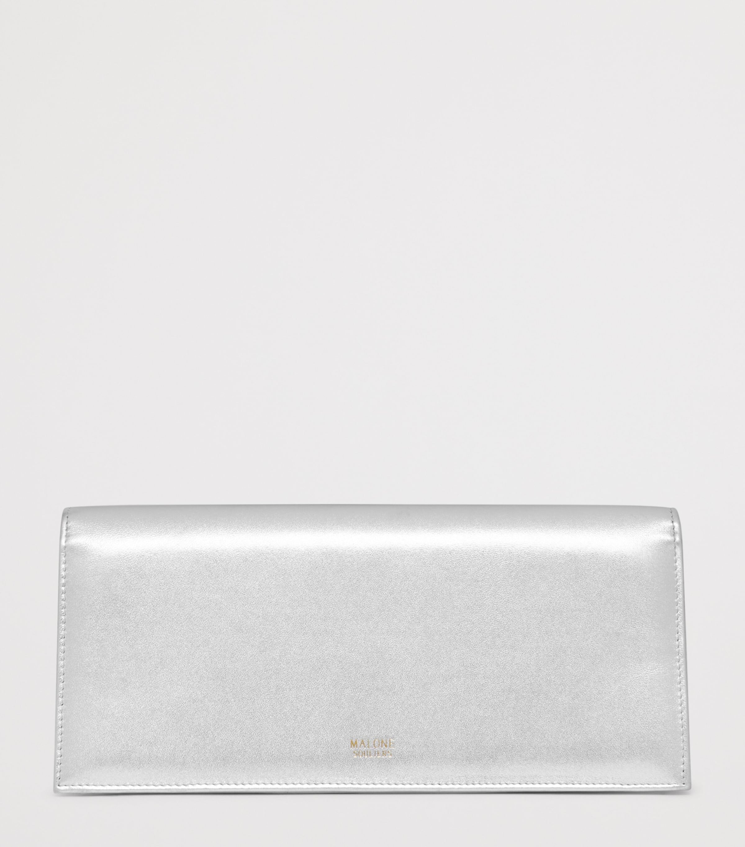 Metallic Leather Vivien Clutch Bag SILVER Image 3