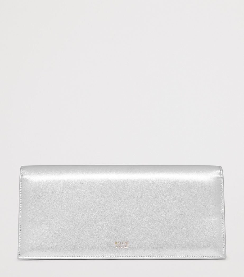 Metallic Leather Vivien Clutch Bag SILVER Image 3