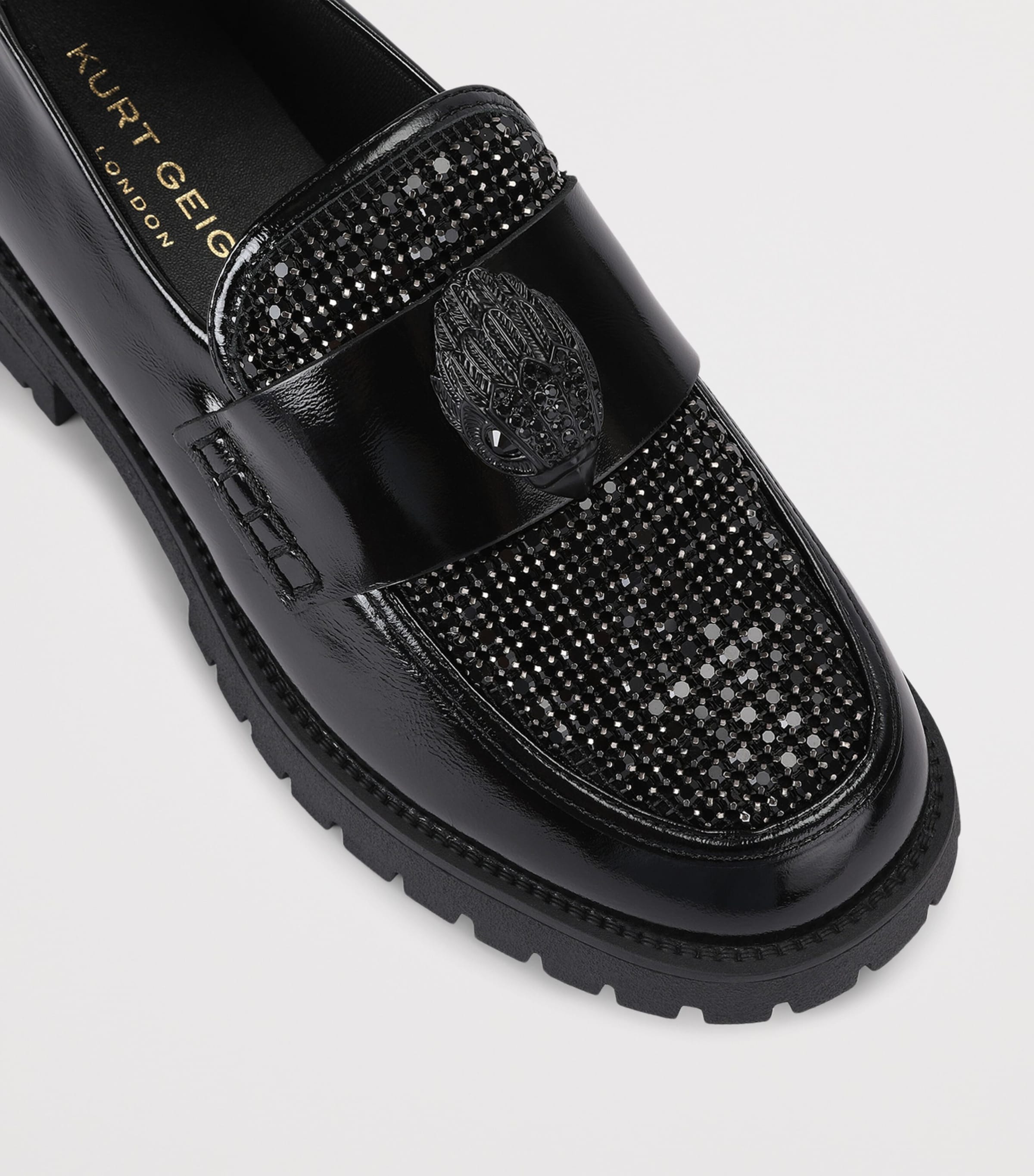 Kurt Geiger London Leather Embellished Eagle Loafers Black Image 2