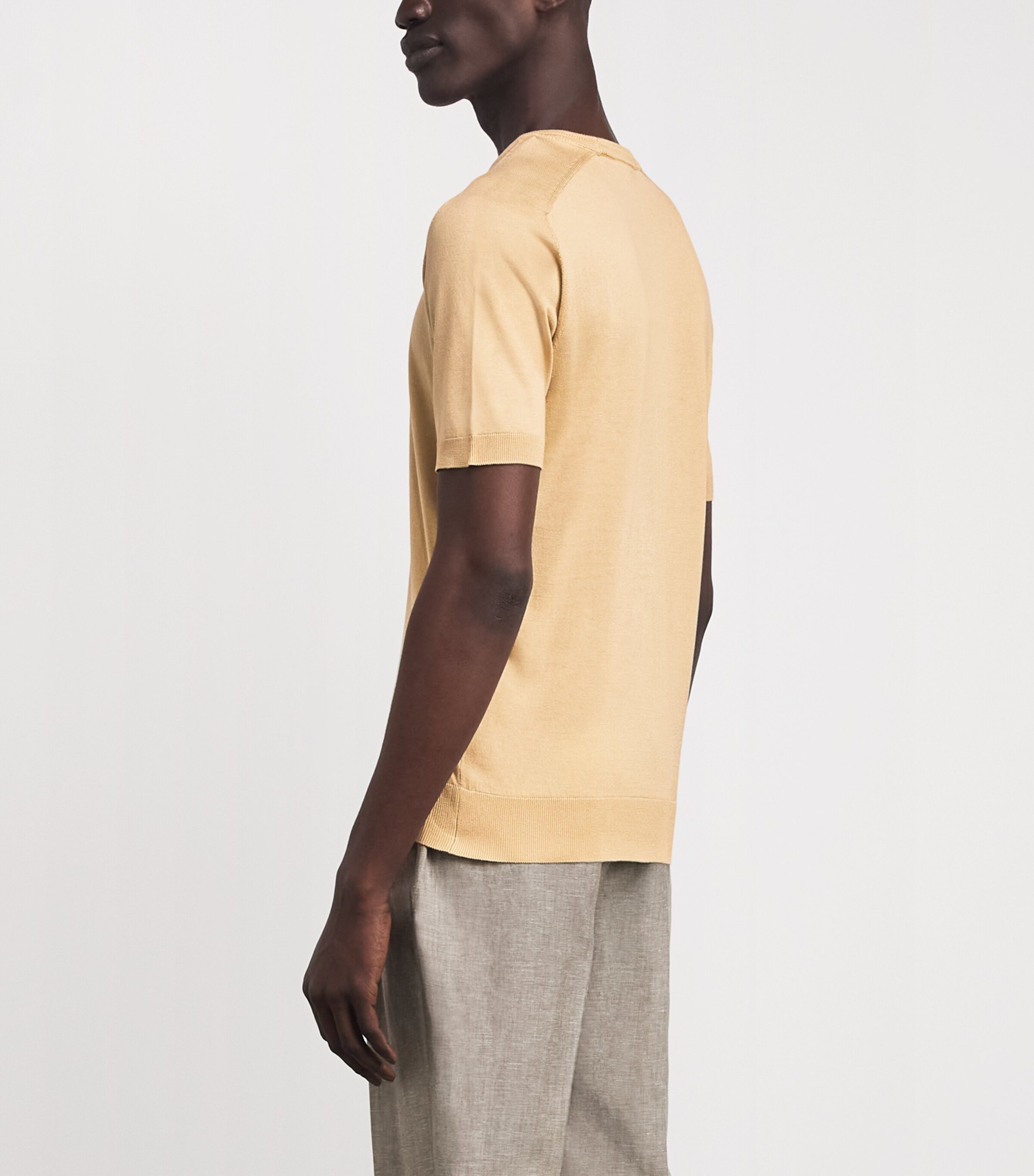 Colombo Mens Silk Crew-Neck Sweater Mustard Image 5