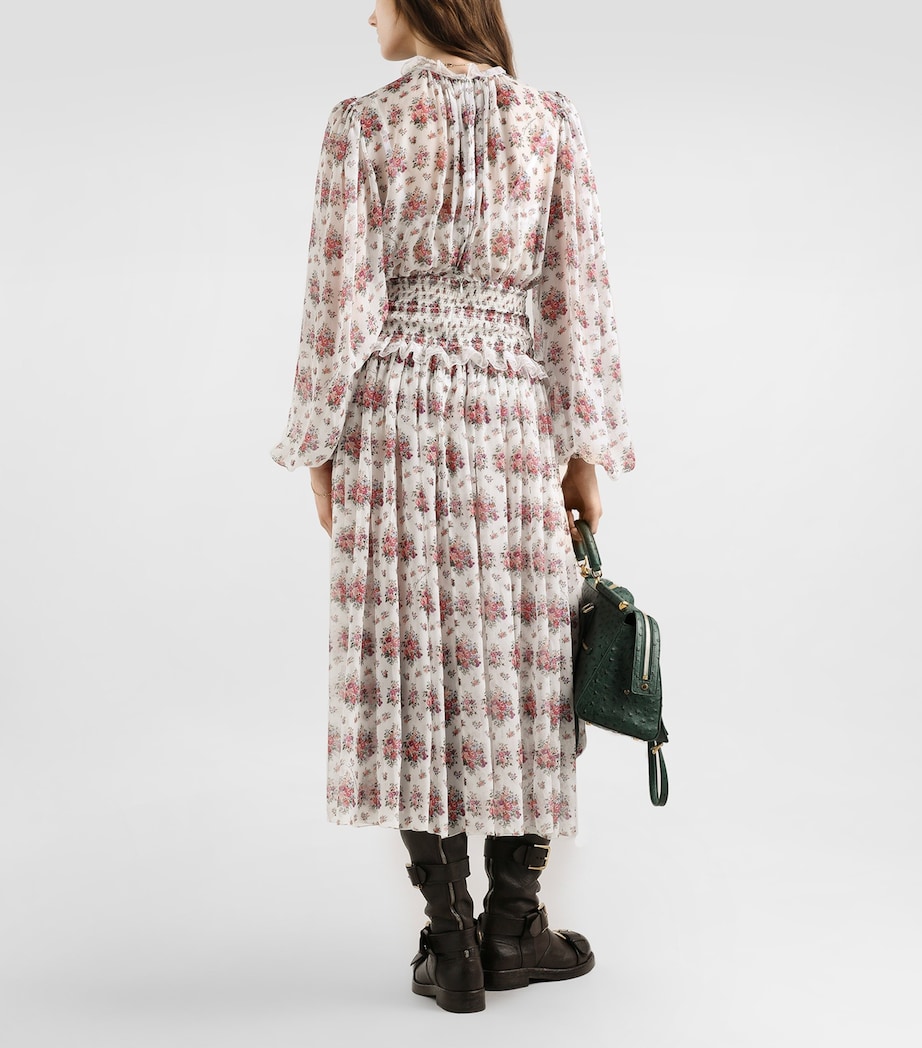 Dolce&Gabbana Womens Silk-Blend Floral Midi Dress Mazz Image 3