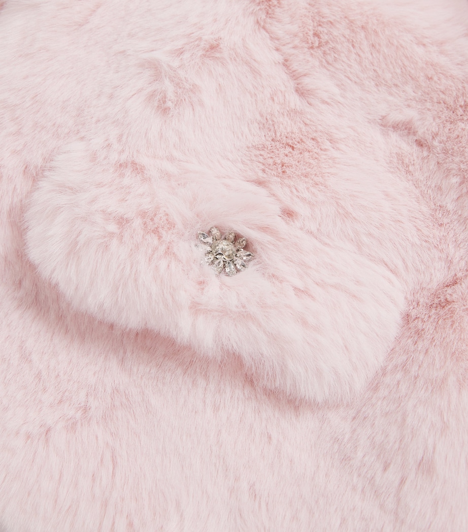 Self-Portrait Kids Faux Fur Jacket (3-12 Years) Pink Image 3