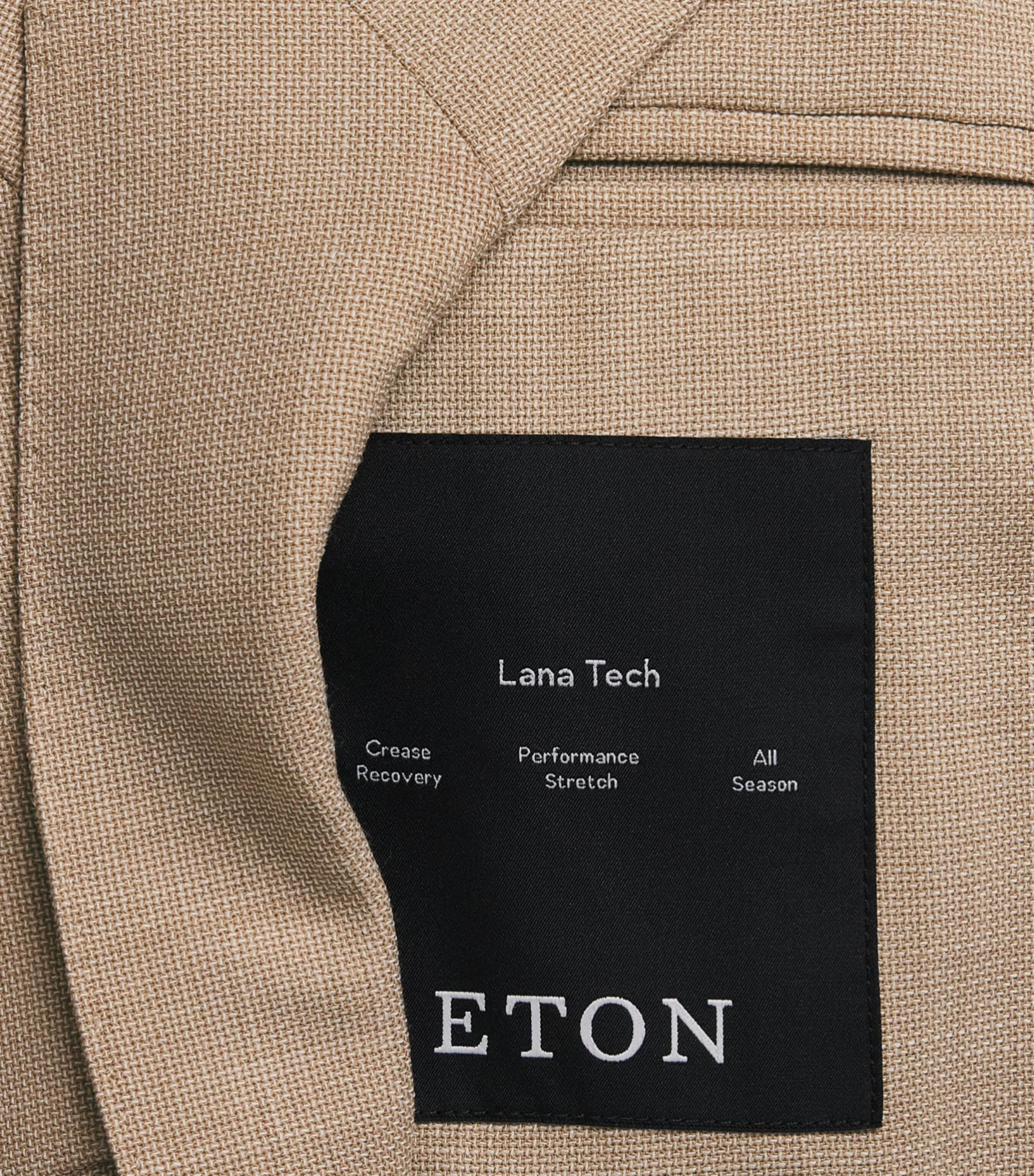 Eton Mens Wool-Blend Tech Blazer Beige Image 6