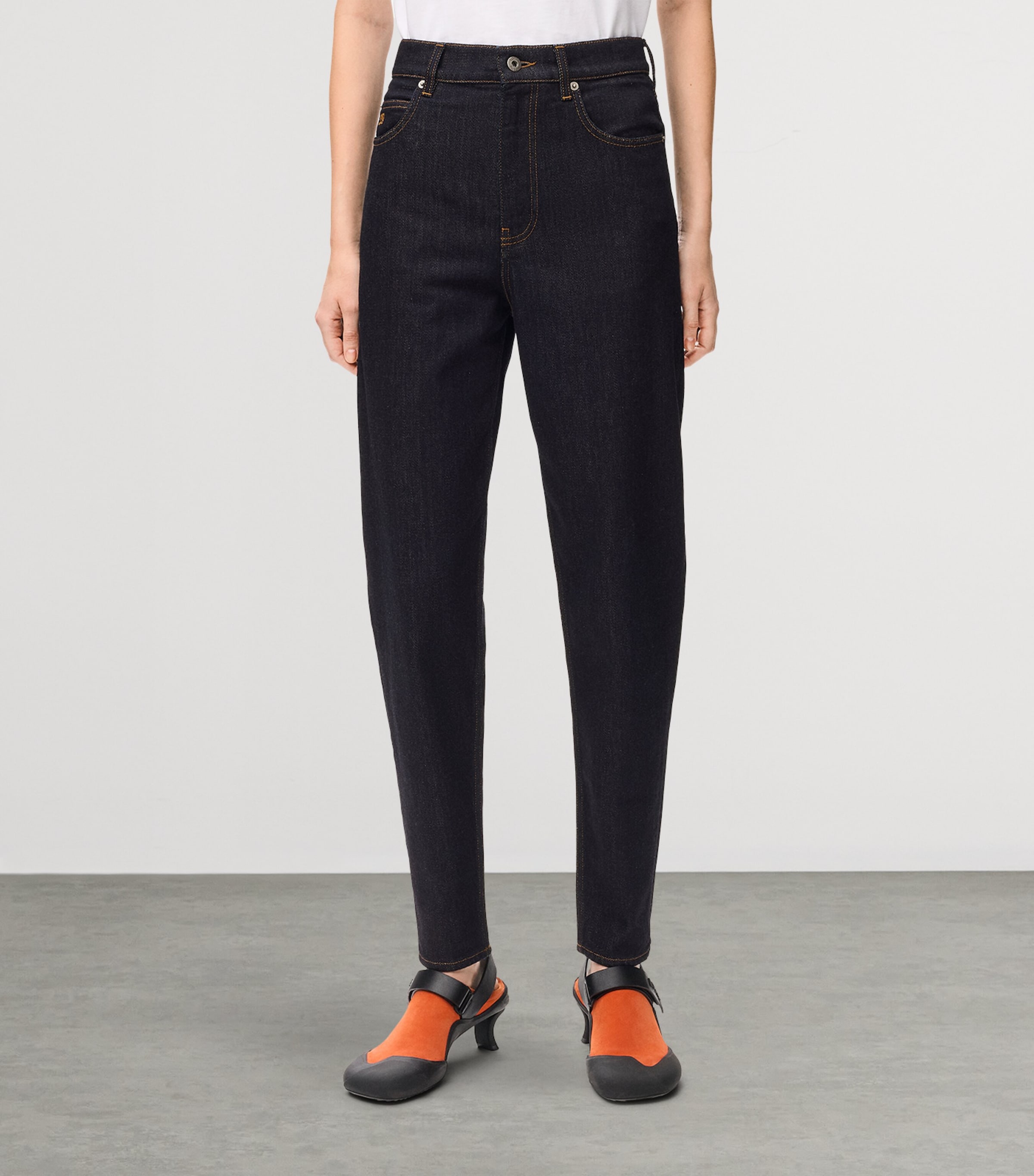 LOEWE Womens Mid-Rise Relaxed Jeans Dark Blue Image 3