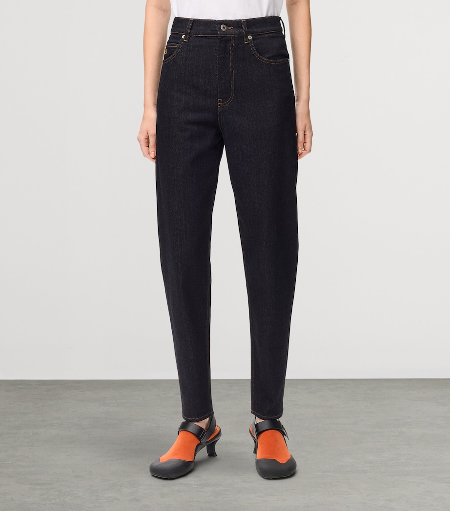 LOEWE Womens Mid-Rise Relaxed Jeans Dark Blue Image 3