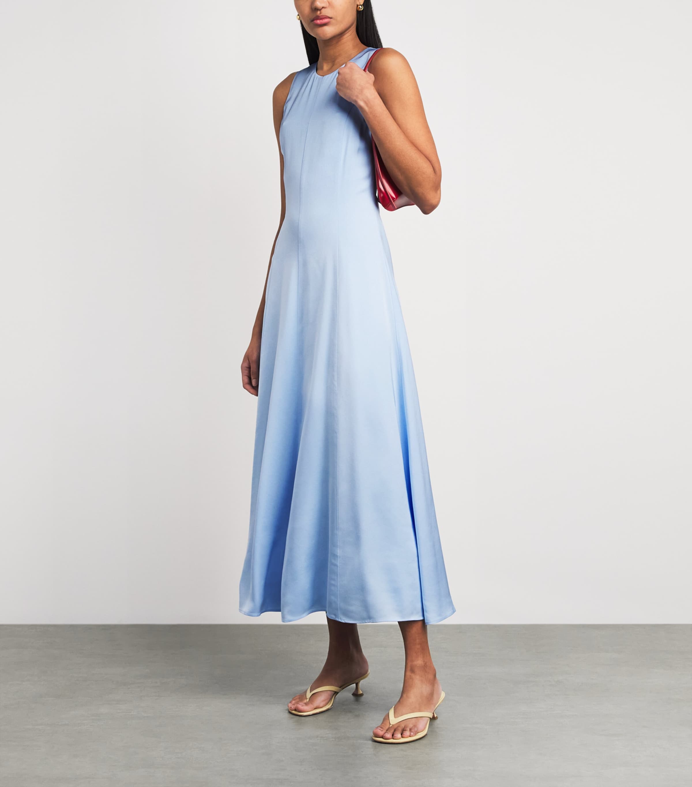 Maje Womens Open-Back Maxi Dress Blue Sky Image 2