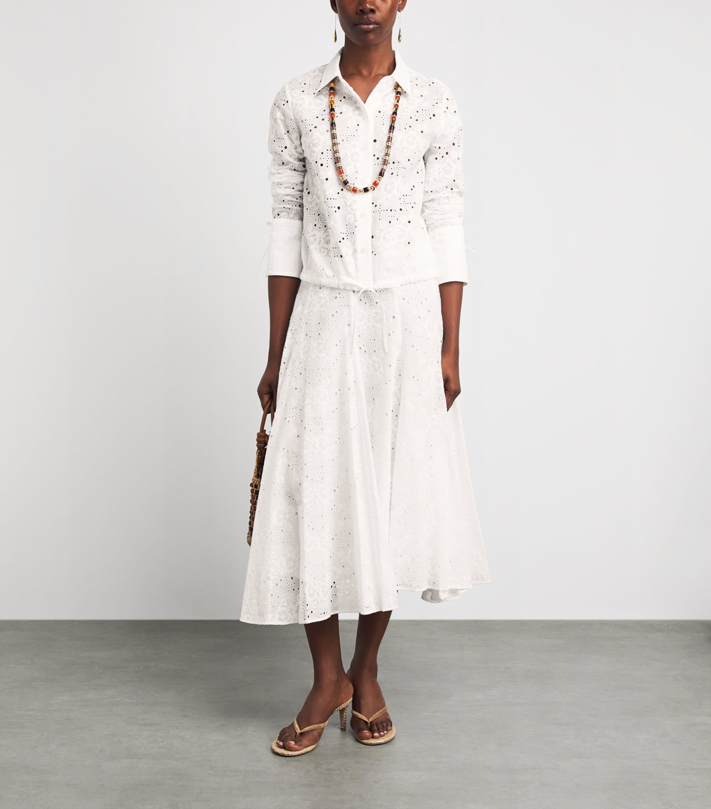 Tory Burch Womens Cotton Eyelet Shirt White Image 2