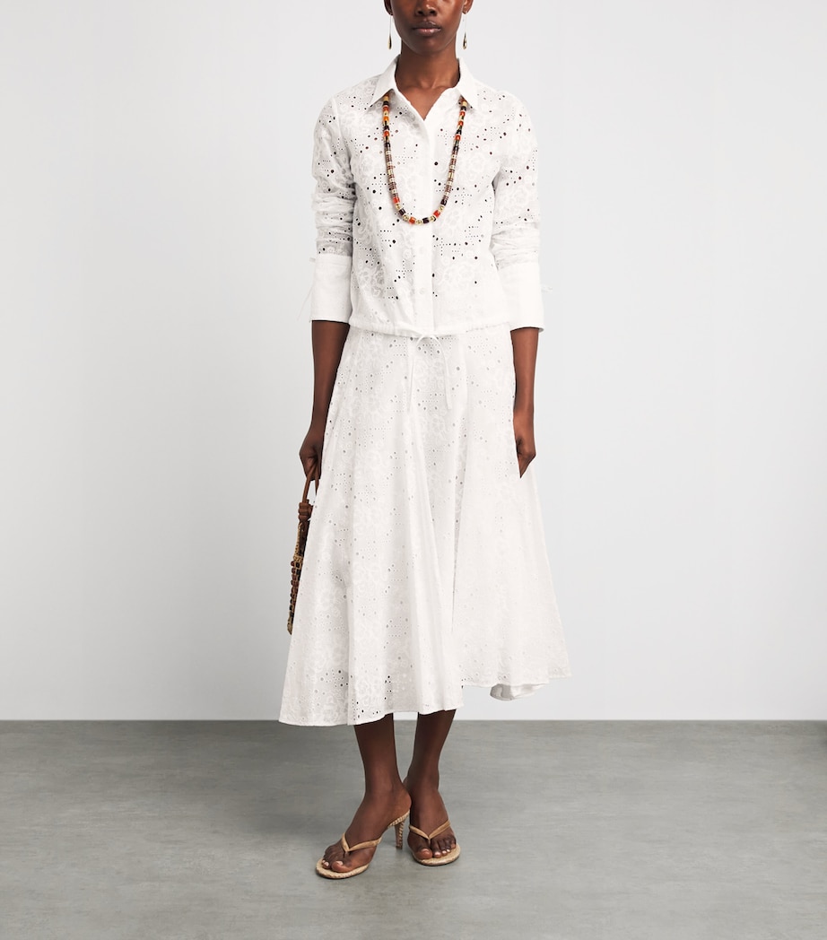 Tory Burch Womens Cotton Eyelet Shirt White Image 2