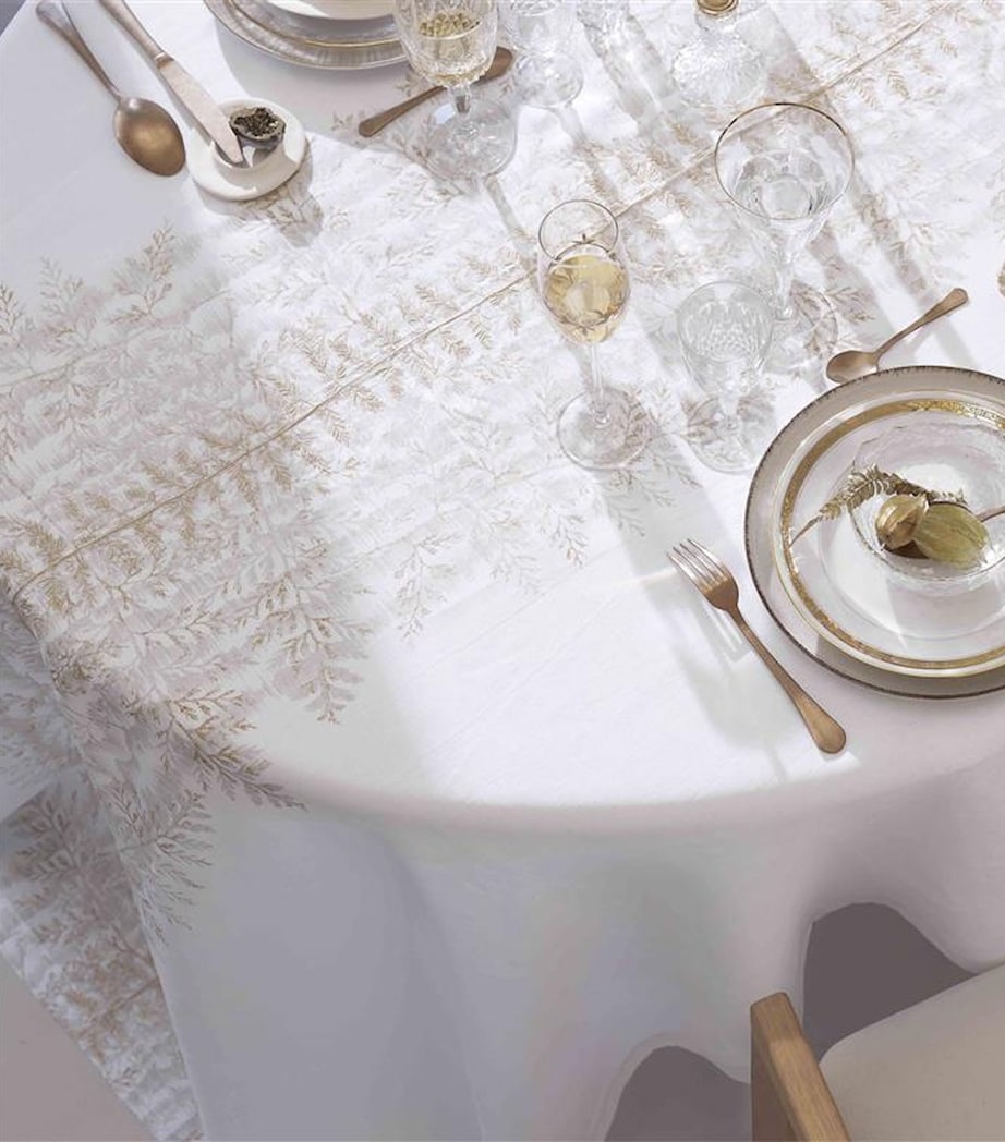 Linen Fossile Tablecloth (170cm x 250cm) FOSS GOLD / WHITE Image 2