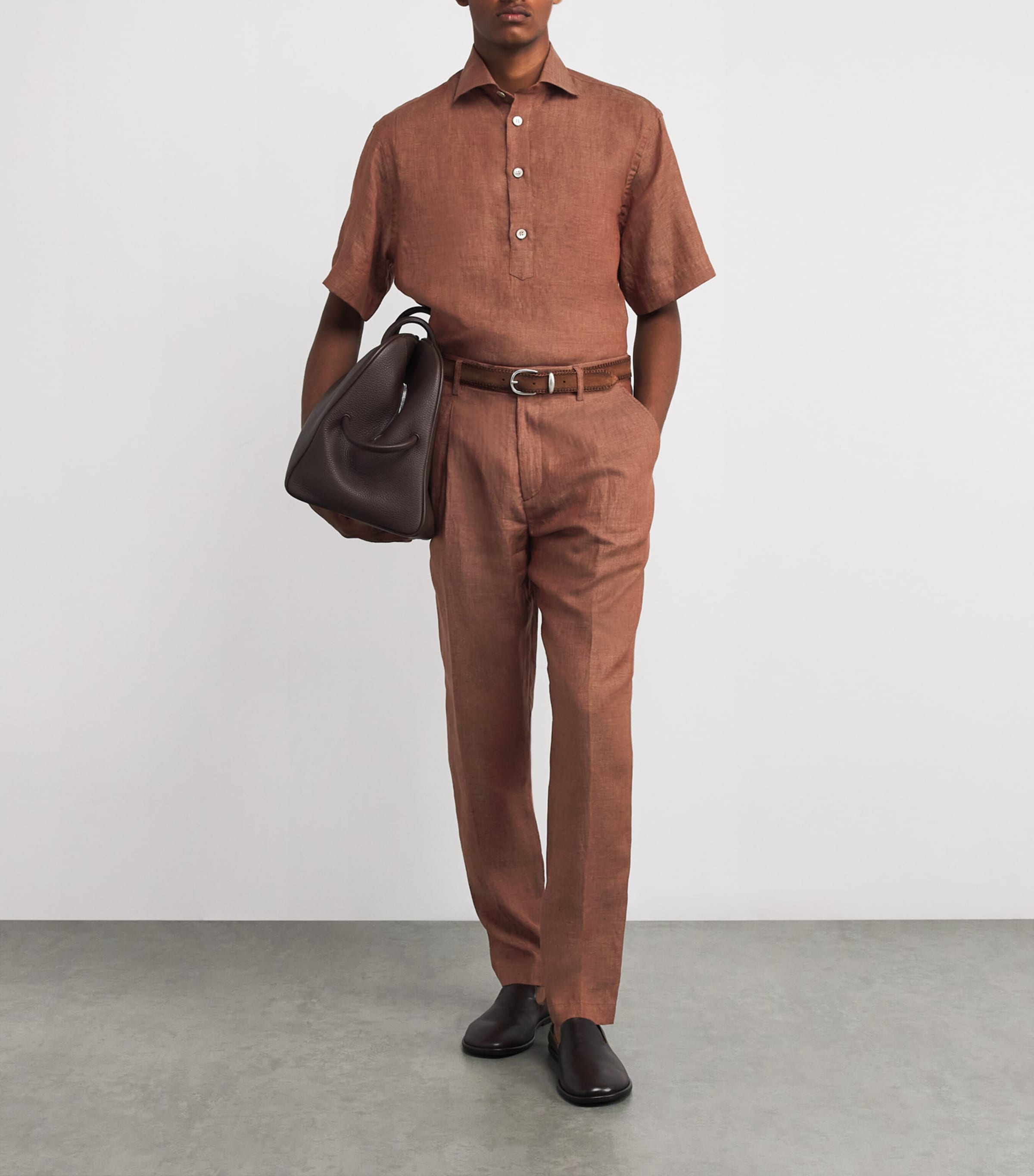 x Harrods Linen Tailored Trousers VICUNA Image 2