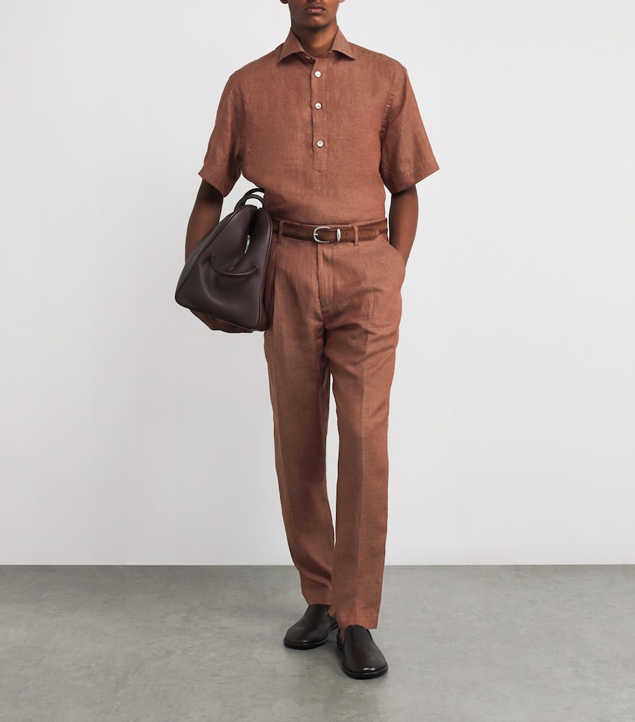 x Harrods Linen Tailored Trousers VICUNA Image 2