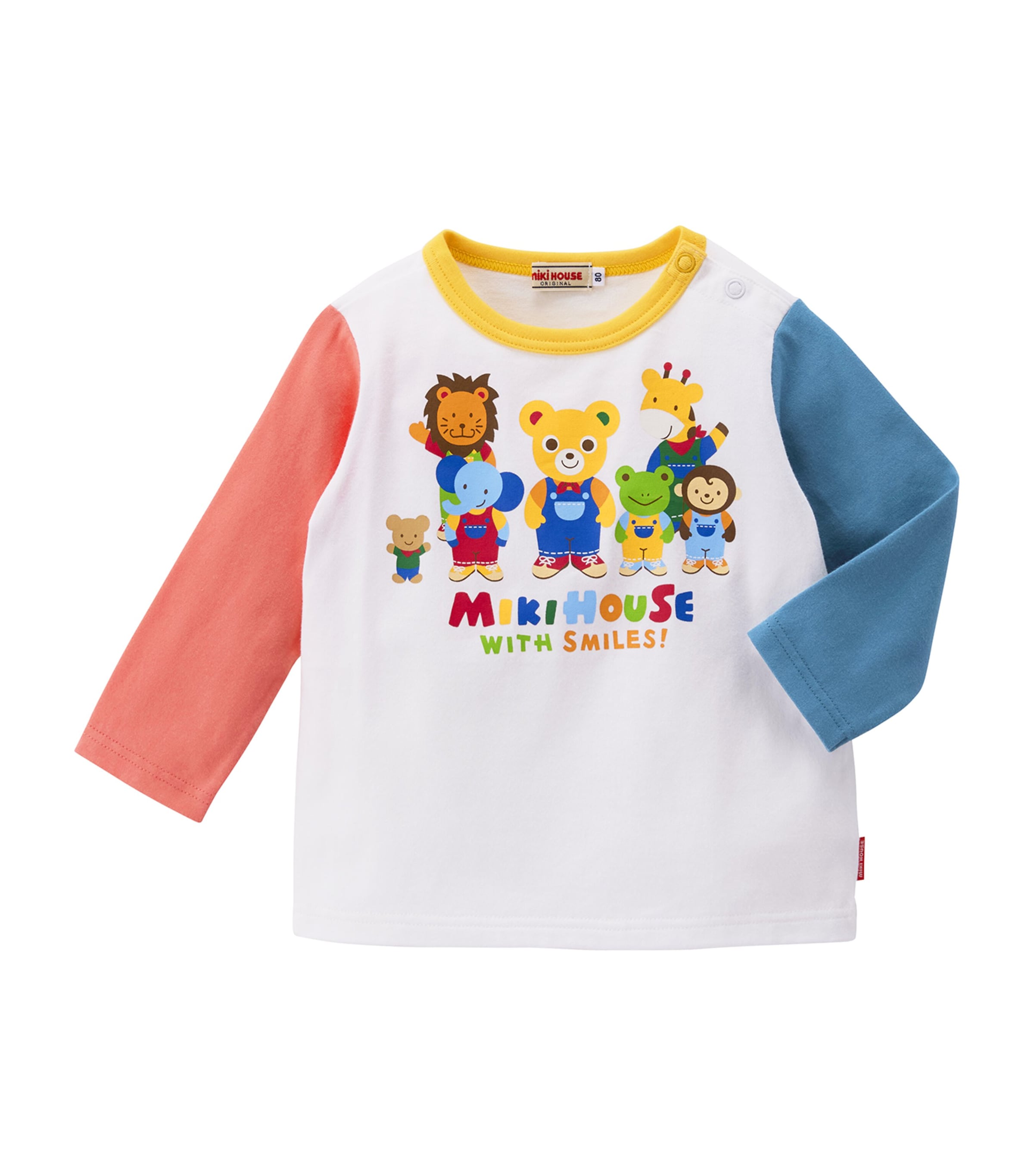 Miki House Cotton Long-sleeve Logo T-shirt In Yellow