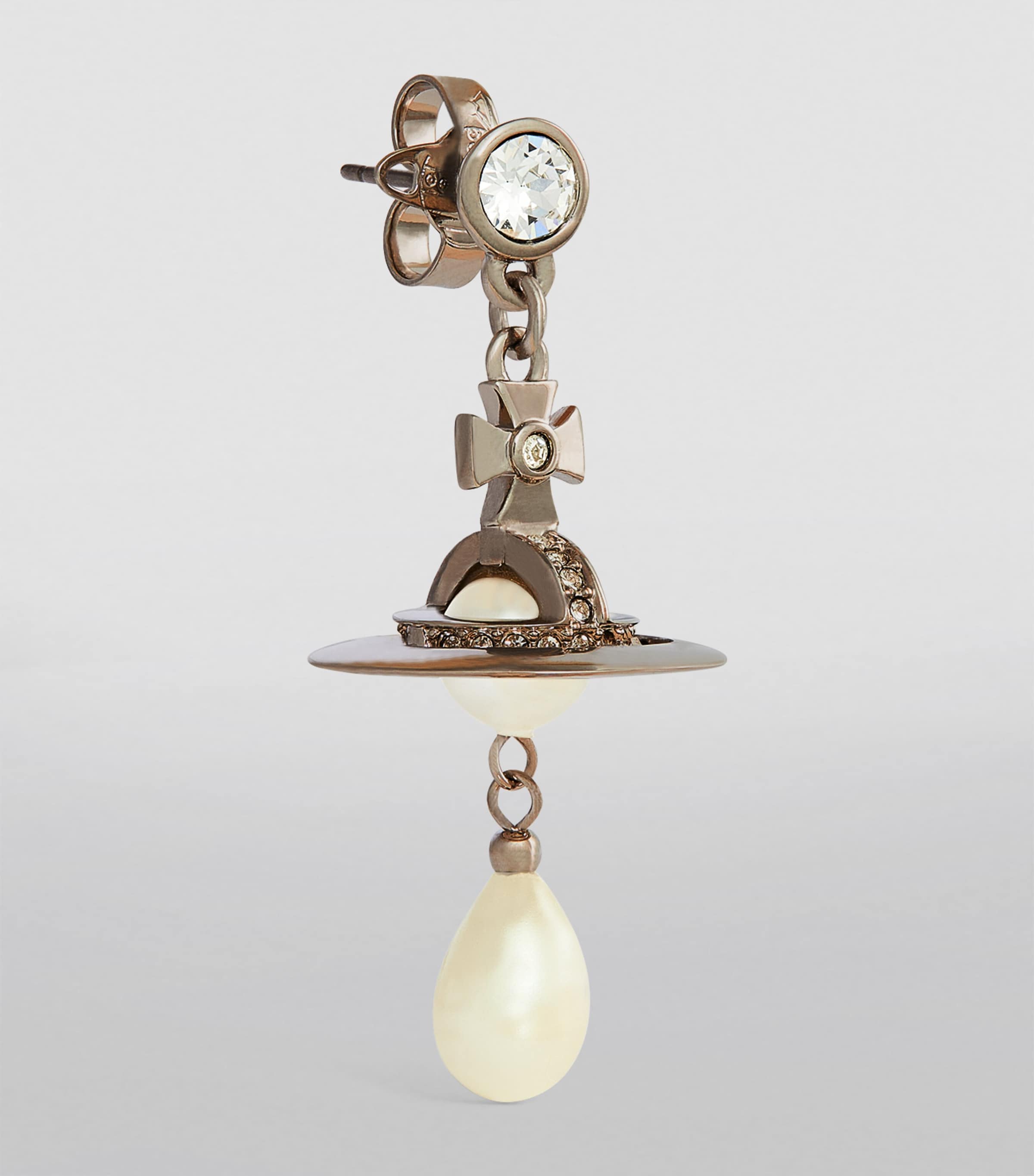 Vivienne Westwood Orb Single Drop Earring Platinum/pearl Image 2
