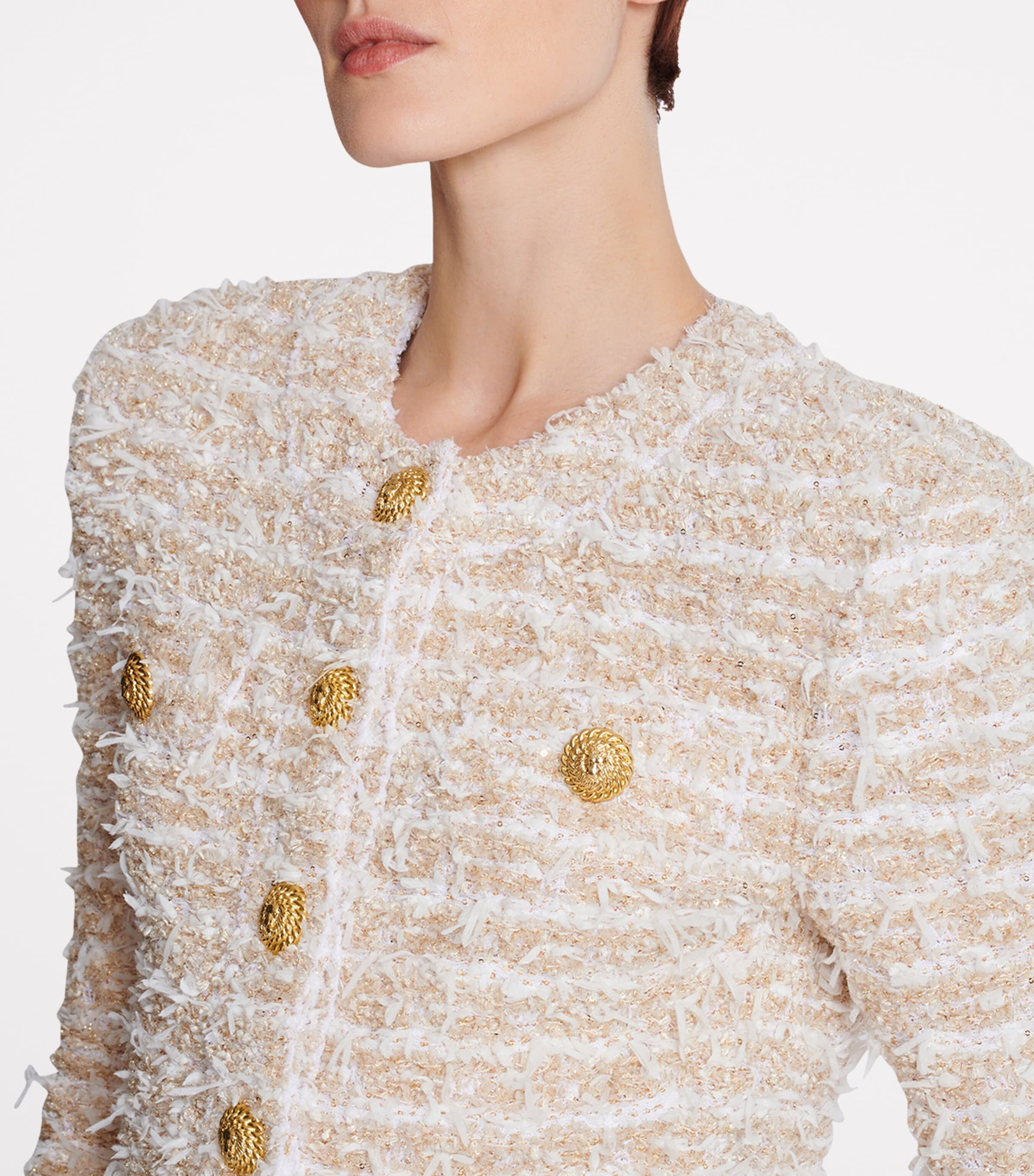 Cropped Tweed Jacket GAD BLANC/OR Image 8