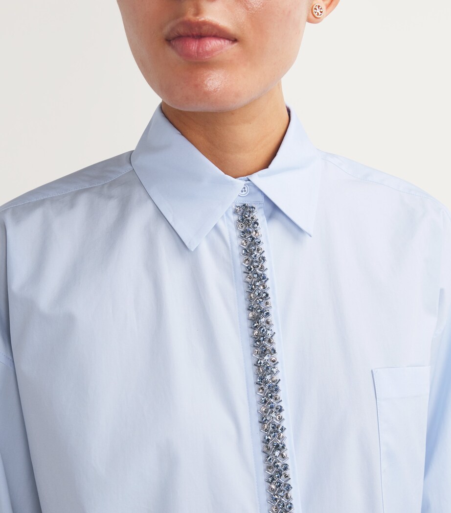 Cotton Crystal-Embellished Shirt BLUE Image 6
