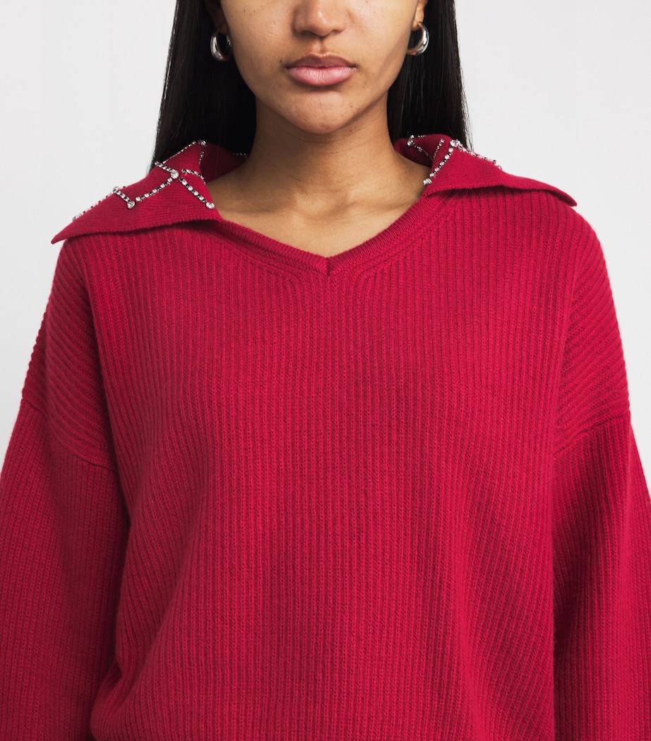 Wool-Blend Embellished Sweater CHERRY Image 6