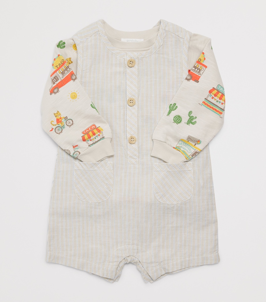 Purebaby Organic Cotton-Linen Stripe Playsuit (12-24 Months) Tacst Image 3