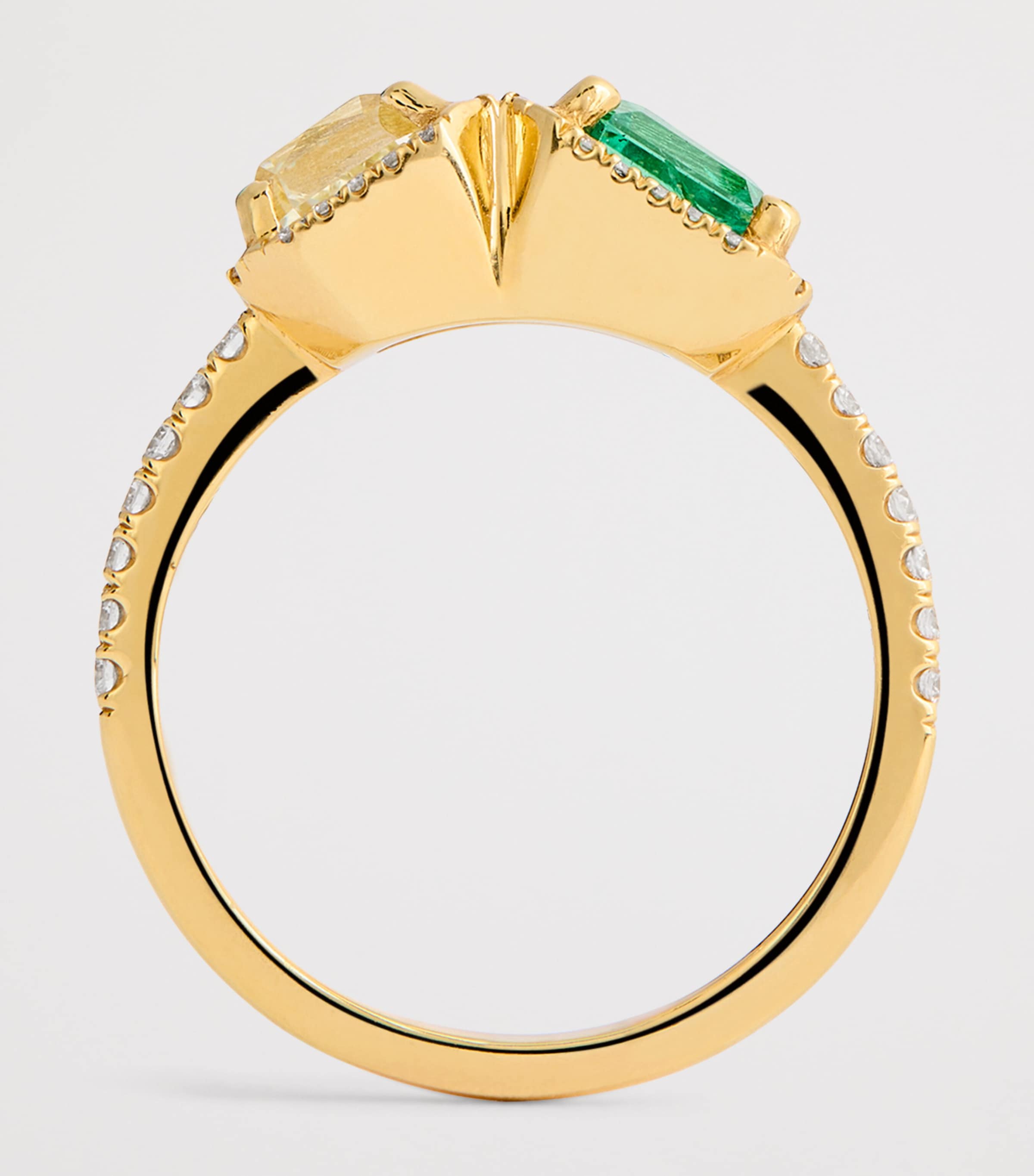 Suzanne Kalan Yellow Gold Toi et Moi Diamond and Emerald Ring Yg/emer Image 3